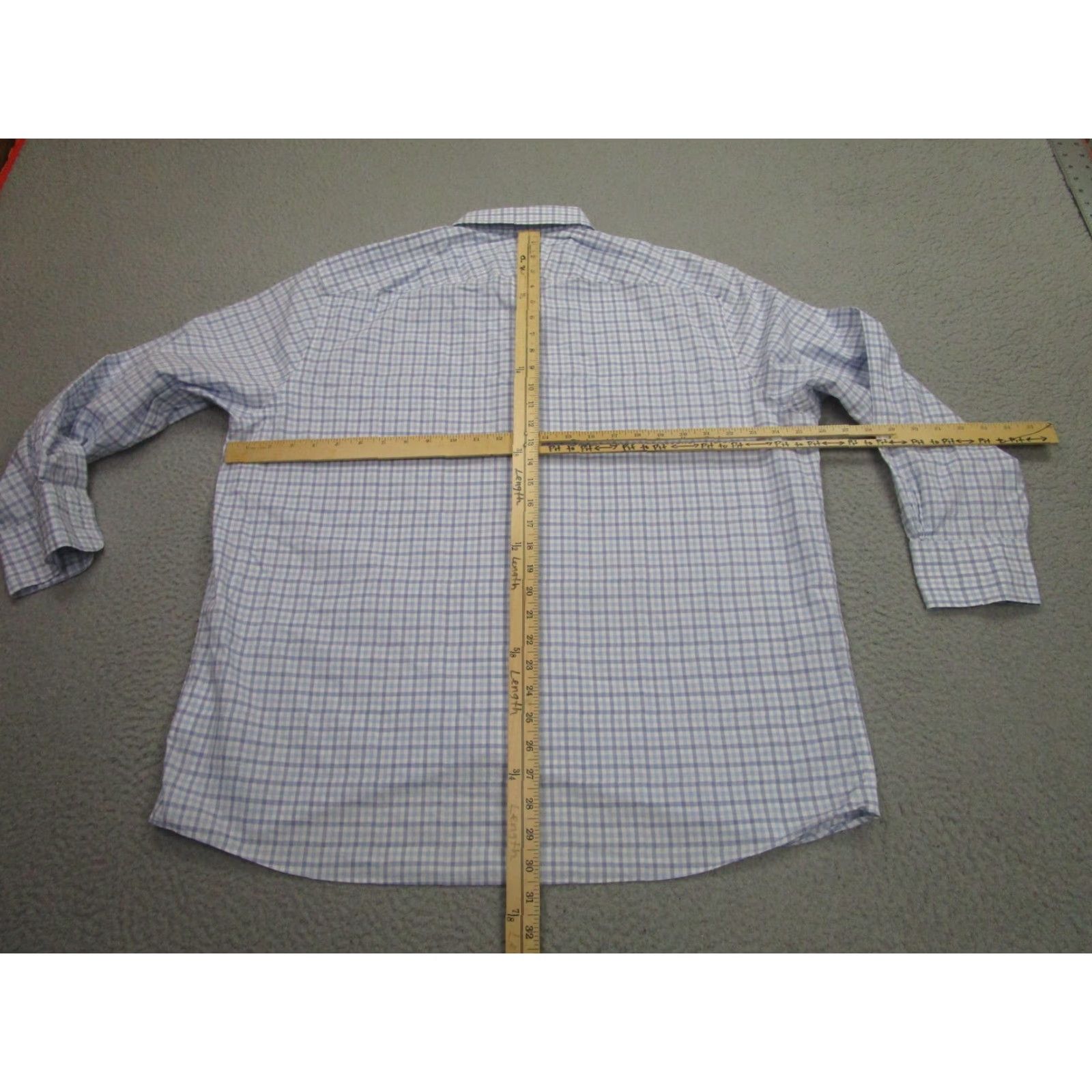 Brooks Brothers VINTAGE Brooks Brothers Dress Shirt Mens 17.5 32/33 Blue Gingham Thomas Mason Cotton Size 48R - 7 Thumbnail