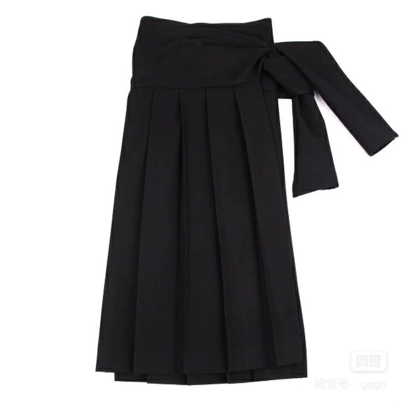 Yohji Yamamoto Yohji Yamamoto size 3 Black strappy wool pleated half skir Size 25" / US 0 / IT 36 - 2 Thumbnail