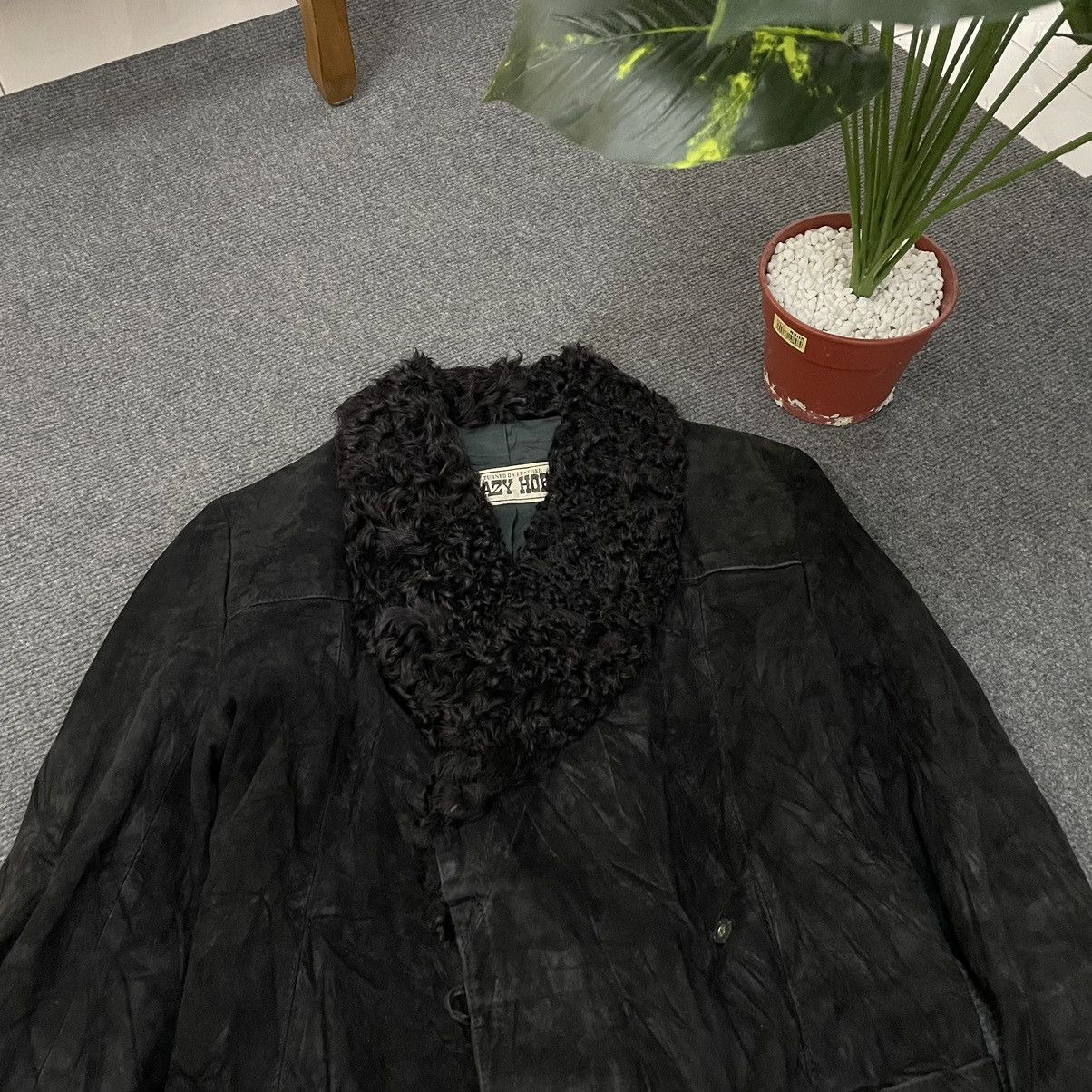 Genuine Leather × Japanese Brand × Vintage Crazy Horse Shephard Black Suede Leather Jacket Size US XS / EU 42 / 0 - 2 Thumbnail