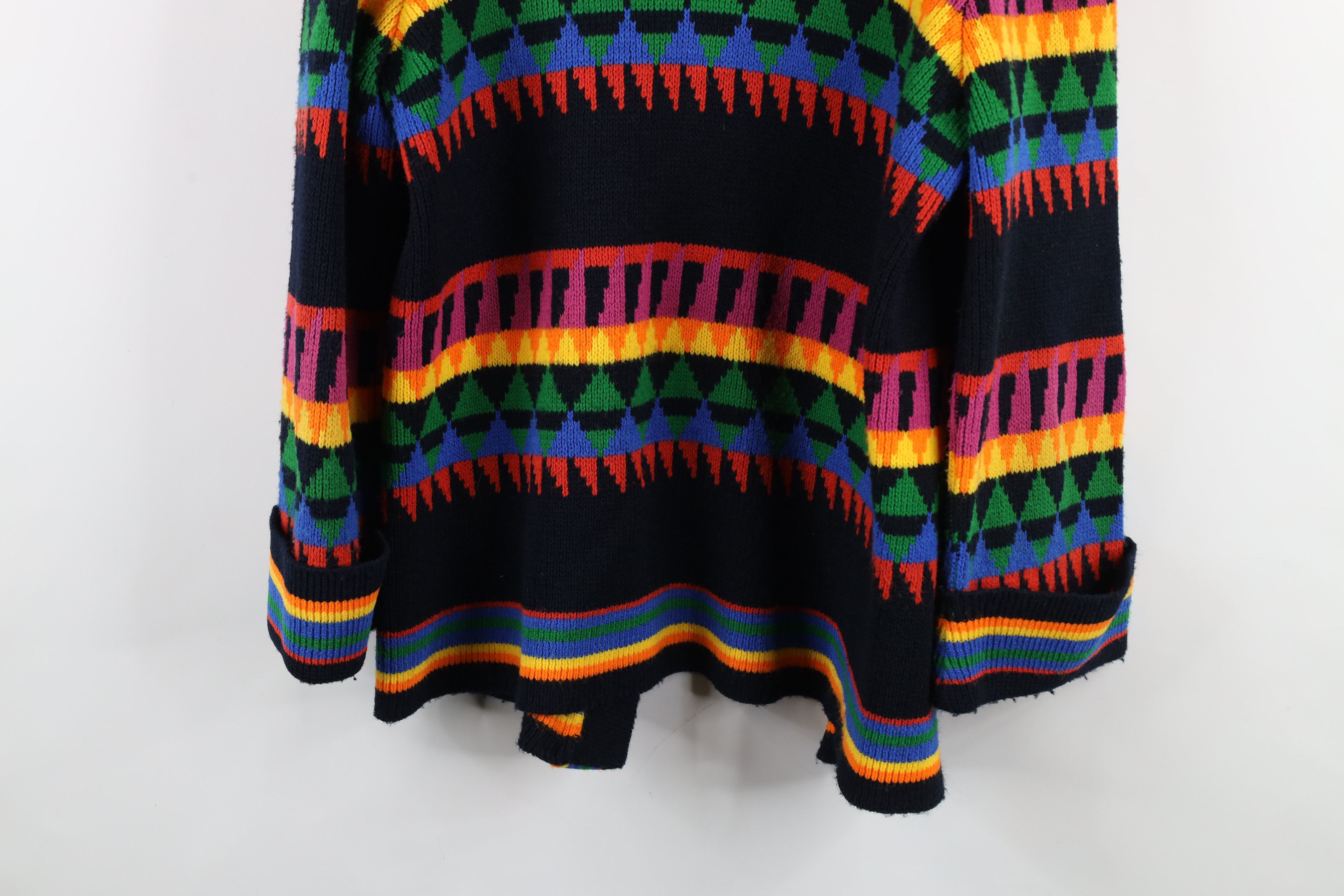 Vintage Vintage 70s Boho Chic Striped Geometric Hooded Sweater Size M / US 6-8 / IT 42-44 - 11 Thumbnail