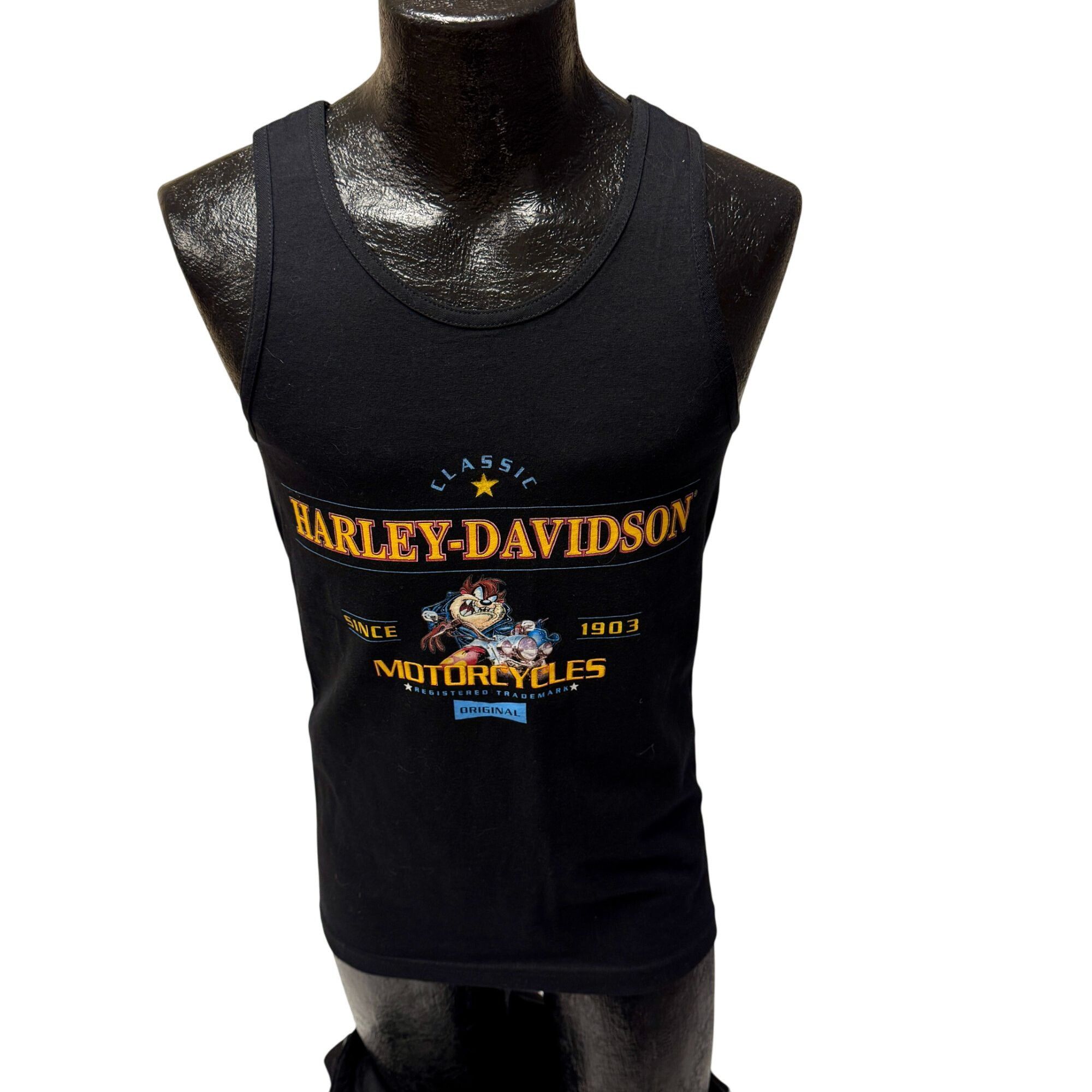 AAA NOS Vtg HARLEY DAVIDSON Looney Tunes TASMANIAN DEVIL Tank Size US S / EU 44-46 / 1 - 3 Thumbnail