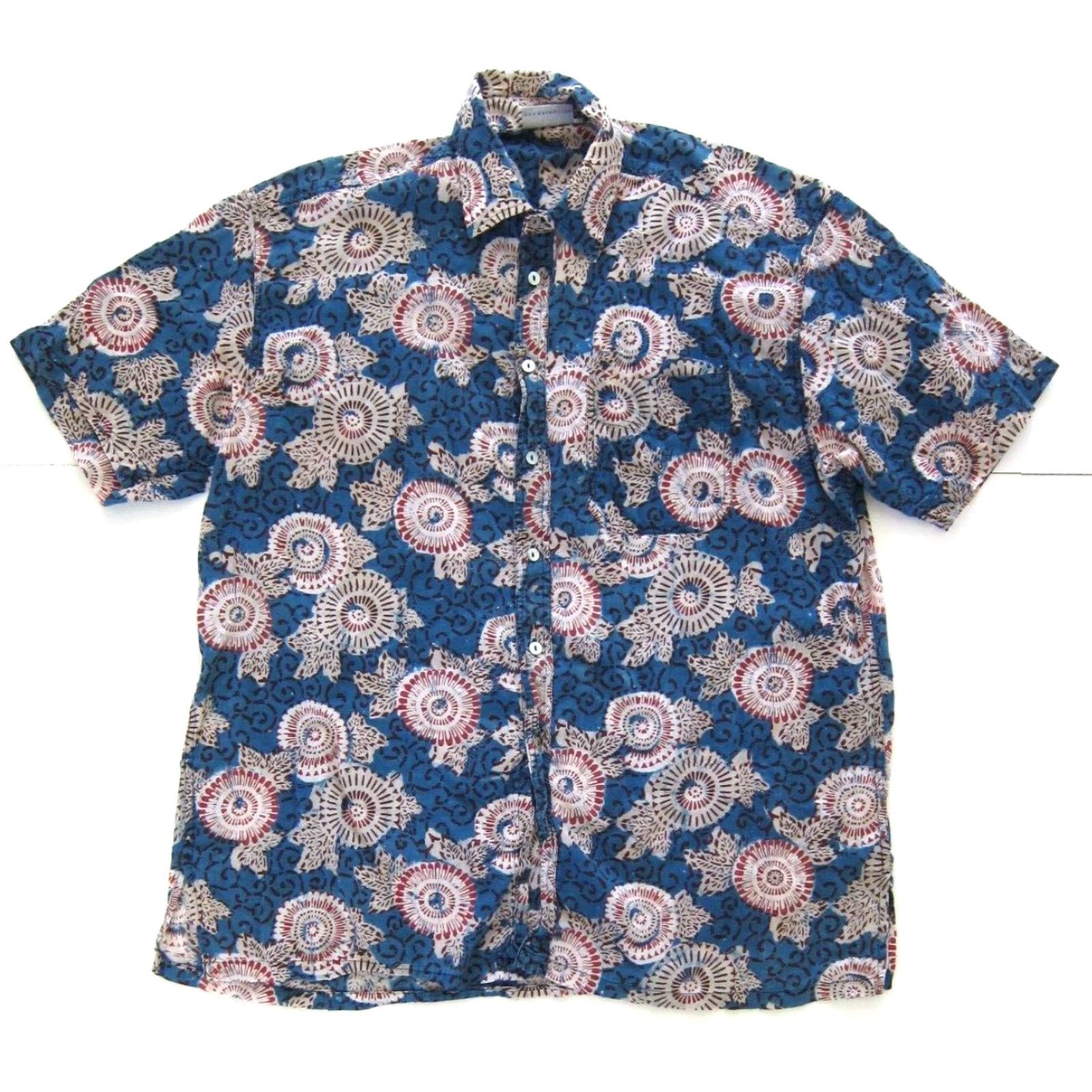Vintage Vtg Arawalk West Indies Cotton Blue Floral Button Down Short Sleeve Shirt L Size US L / EU 52-54 / 3 - 2 Thumbnail