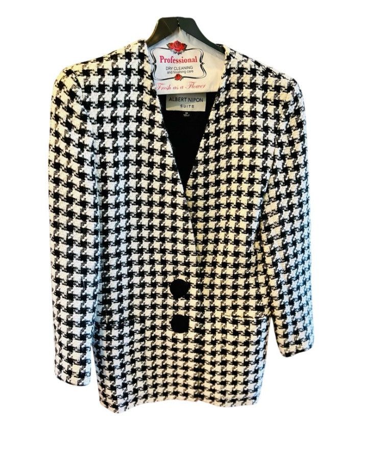 Albert Nipon VTG Albert Nipon Houndstooth Checkered Blazer Jacket Size 10 Size L / US 10 / IT 46 - 1 Thumbnail