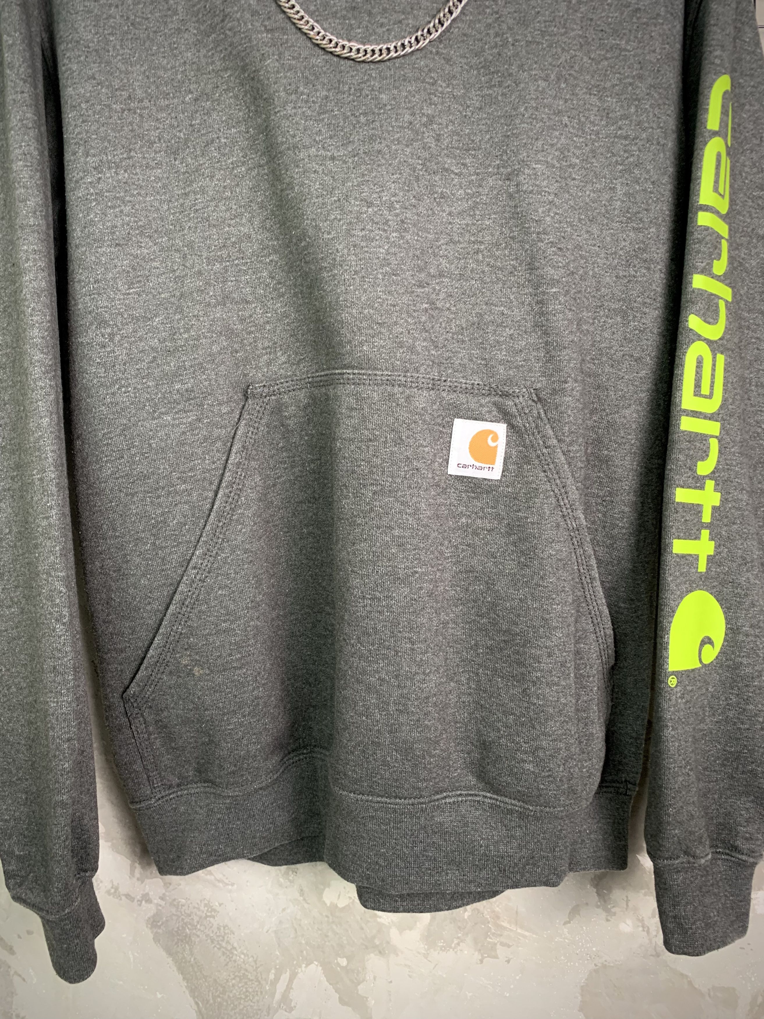 Carhartt VTG Carhartt Workwear Neon Graphic Pullover Hoodie Size US S / EU 44-46 / 1 - 4 Thumbnail