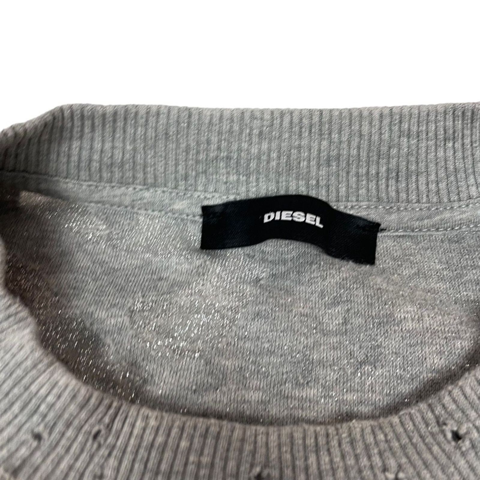 Diesel Diesel FELPA Women's Gray Crew Neck Ripped Sweatshirt Size M / US 6-8 / IT 42-44 - 6 Thumbnail