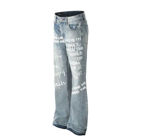 VIBE Street washed distressed graffiti letter print jeans Size US 34 / EU 50 - 2 Thumbnail