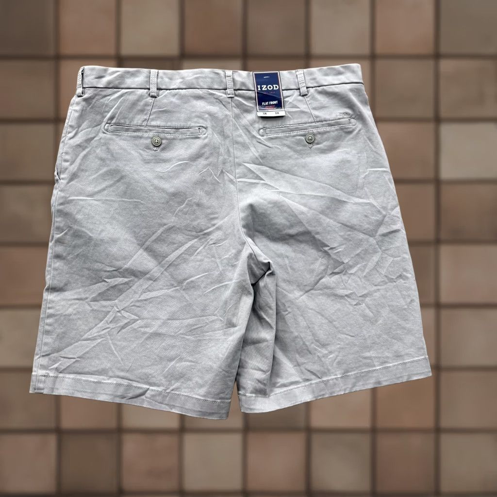 Izod IZOD Mens Flat Front Chino Shorts 38 Gray 10 Inseam Stretch Cotton Casual Summer Mens Size US 38 / EU 54 - 1 Thumbnail
