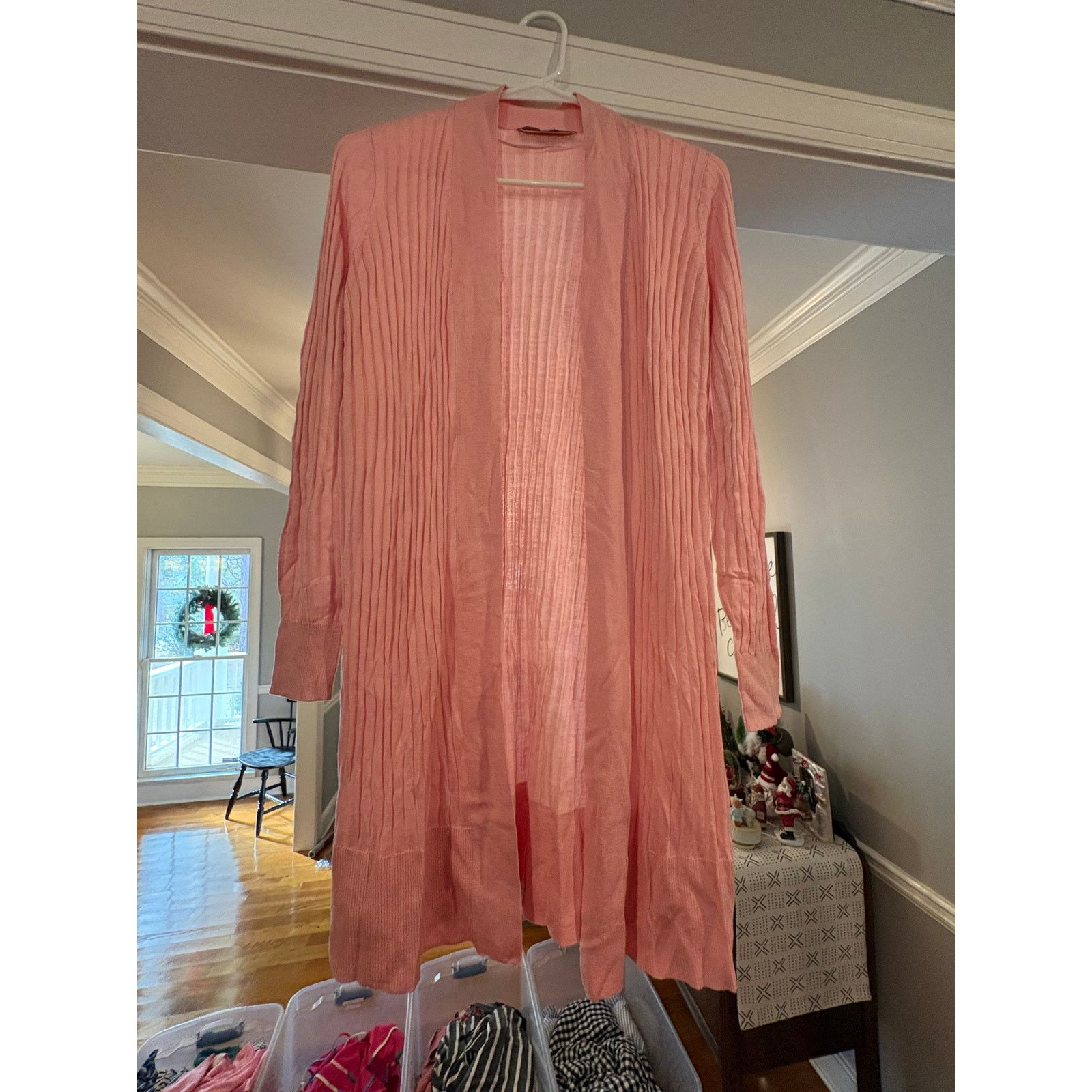 Loft LOFT XS Pink Long Open Front Cardigan Ribbed Lightweight Size XS / US 0-2 / IT 36-38 - 2 Thumbnail