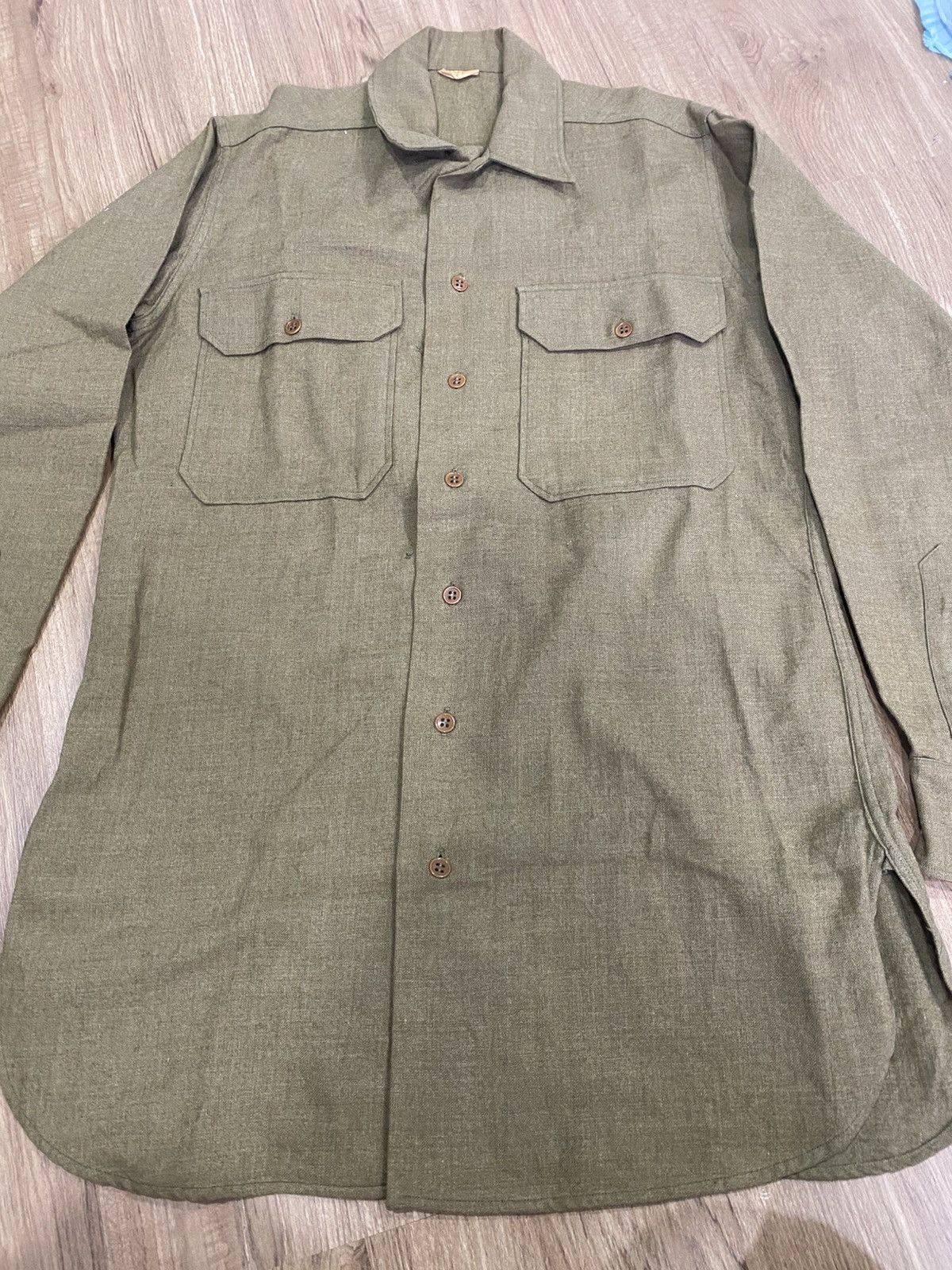 Vintage WWII US ARMY M1937 M37 EM NCO WOOL COMBAT FIELD SHIRT LARGE Size US L / EU 52-54 / 3 - 3 Thumbnail