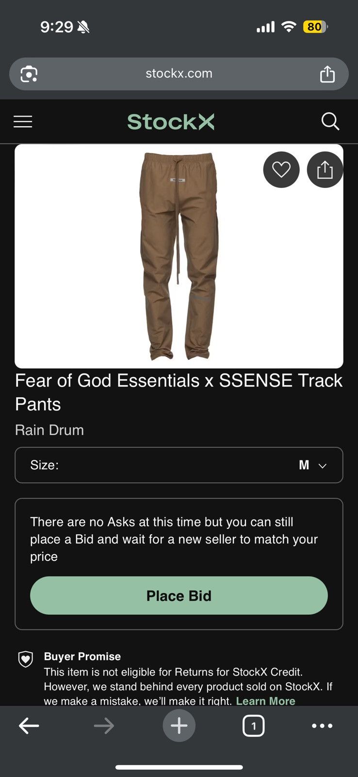 Fear of God 🔥Fear of God Essentials x SSENSE Track Pants Rain Drum SZ M Size US 32 / EU 48 - 12 Thumbnail