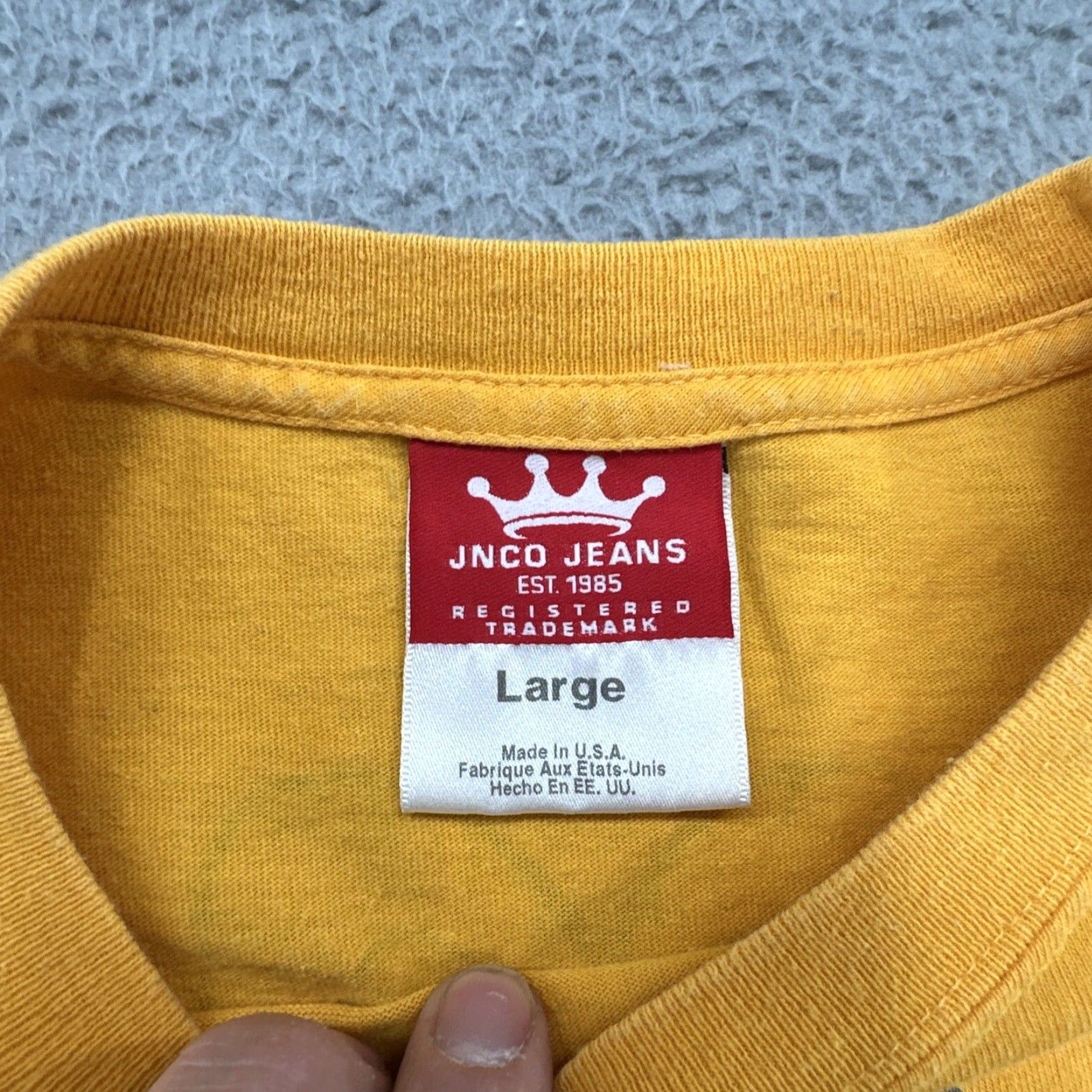 Vintage Vintage USA JNCO Shirt Men's Large Yellow Short Sleeve Spade Snakes Skull Double sided Size US 33 - 3 Thumbnail