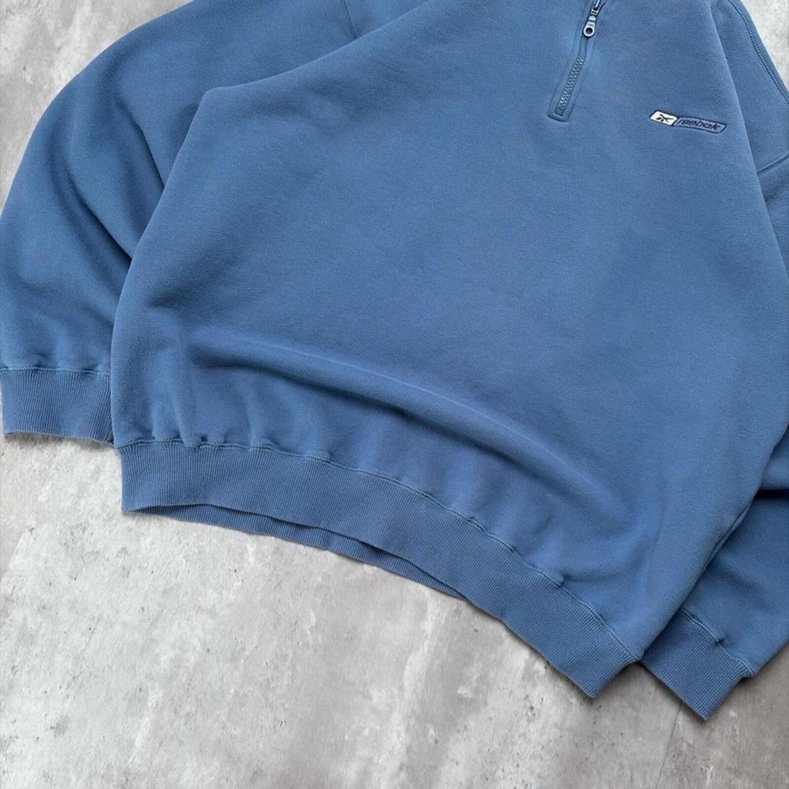Reebok Vintage Blue Reebok Grunge Quarter Zip Pullover Sweater Size US XL / EU 56 / 4 - 4 Thumbnail