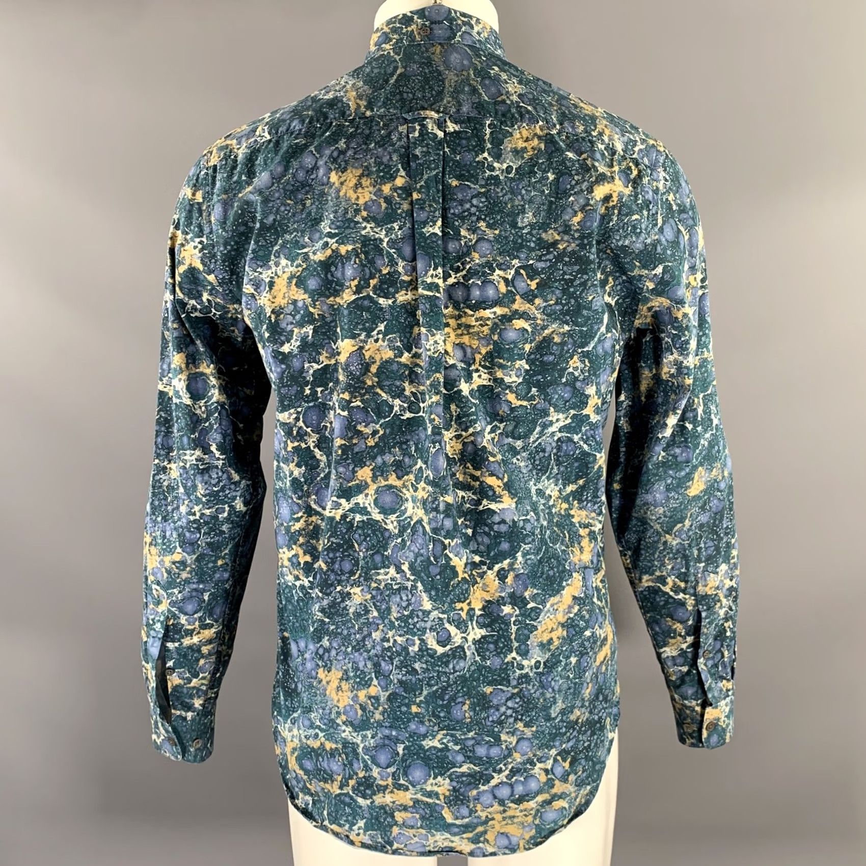Acne Studios ACNE STUDIOS Size M Blue Teal Marbled Cotton Button Down Long Sleeve Shirt Size US M / EU 48-50 / 2 - 4 Thumbnail