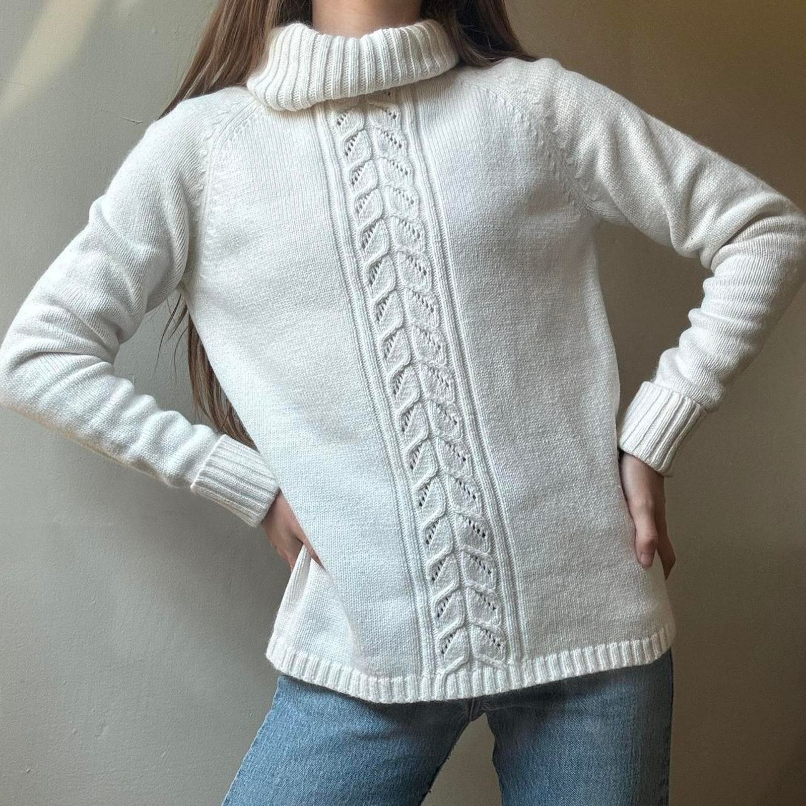 Vintage Vintage St. John’s Bay White Turtleneck Sweater Medium Size M / US 6-8 / IT 42-44 - 2 Thumbnail