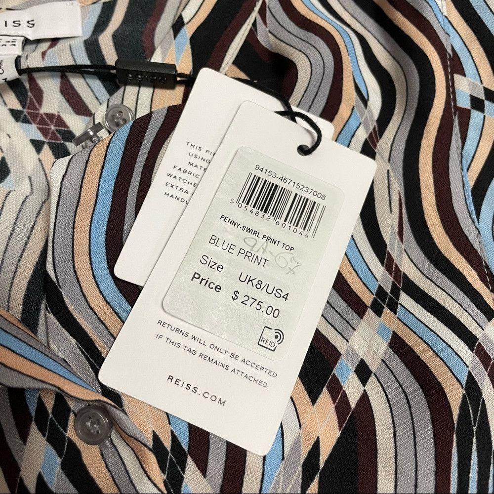 Reiss NWT New $275 Reiss Penny Swirl-Print Viscose Long Sleeve Bl Size S / US 4 / IT 40 - 8 Thumbnail