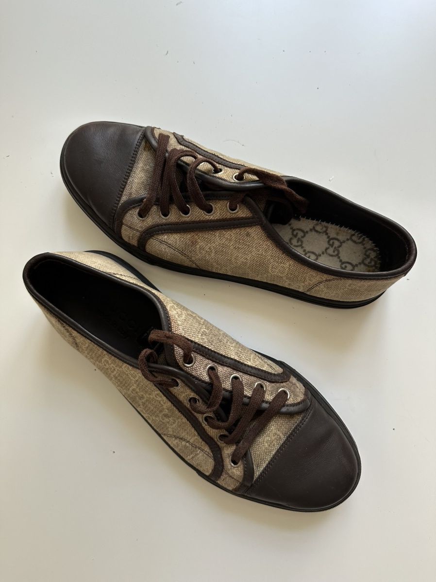 Gucci Gucci Pre-Loved GG Supreme cap-toe Luxury Brown sneakers Size US 9 / EU 42 - 3 Thumbnail