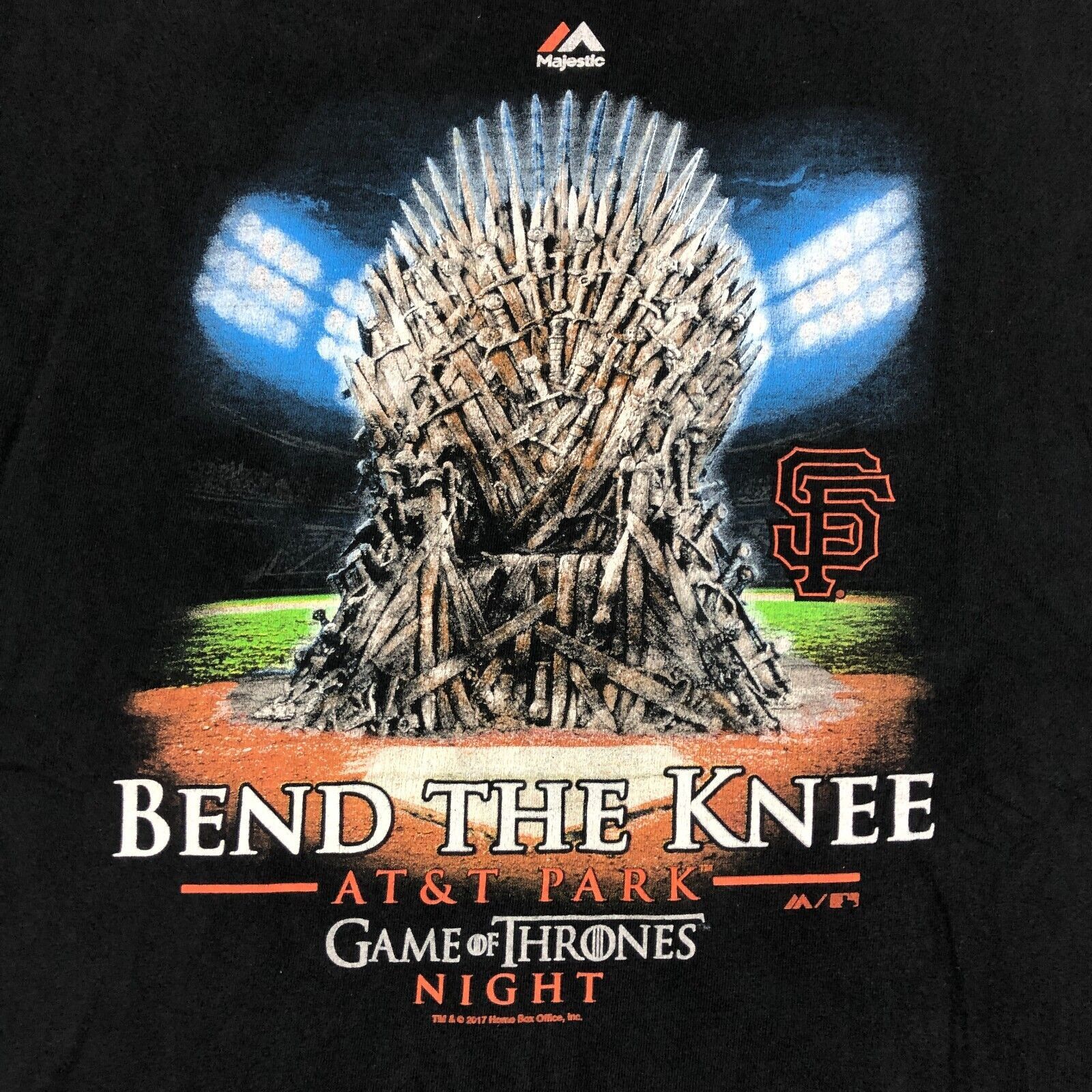 MLB × Majestic × Vintage 2017 SF Giants Game Of Thrones Night Baseball Tee size Large Size US L / EU 52-54 / 3 - 2 Thumbnail
