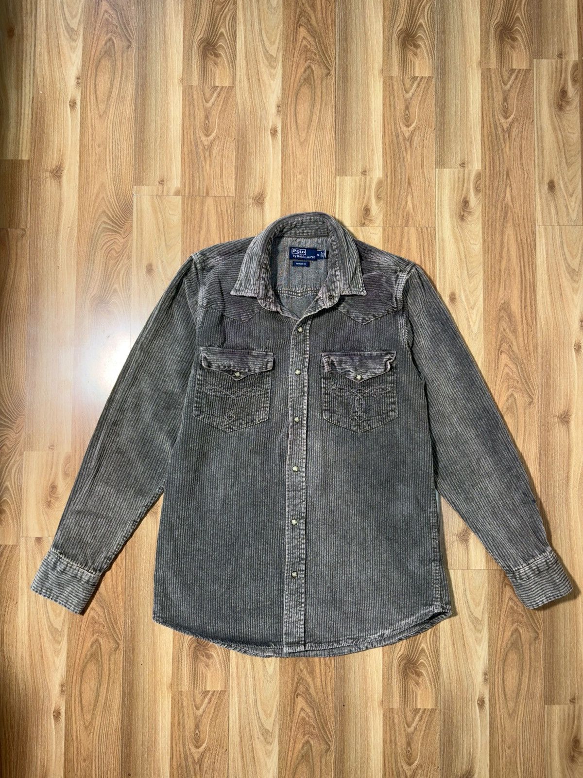 Polo Ralph Lauren Polo Ralph Lauren Faded Charcoal Corduroy Western Shirt Size US XL / EU 56 / 4 - 1 Thumbnail