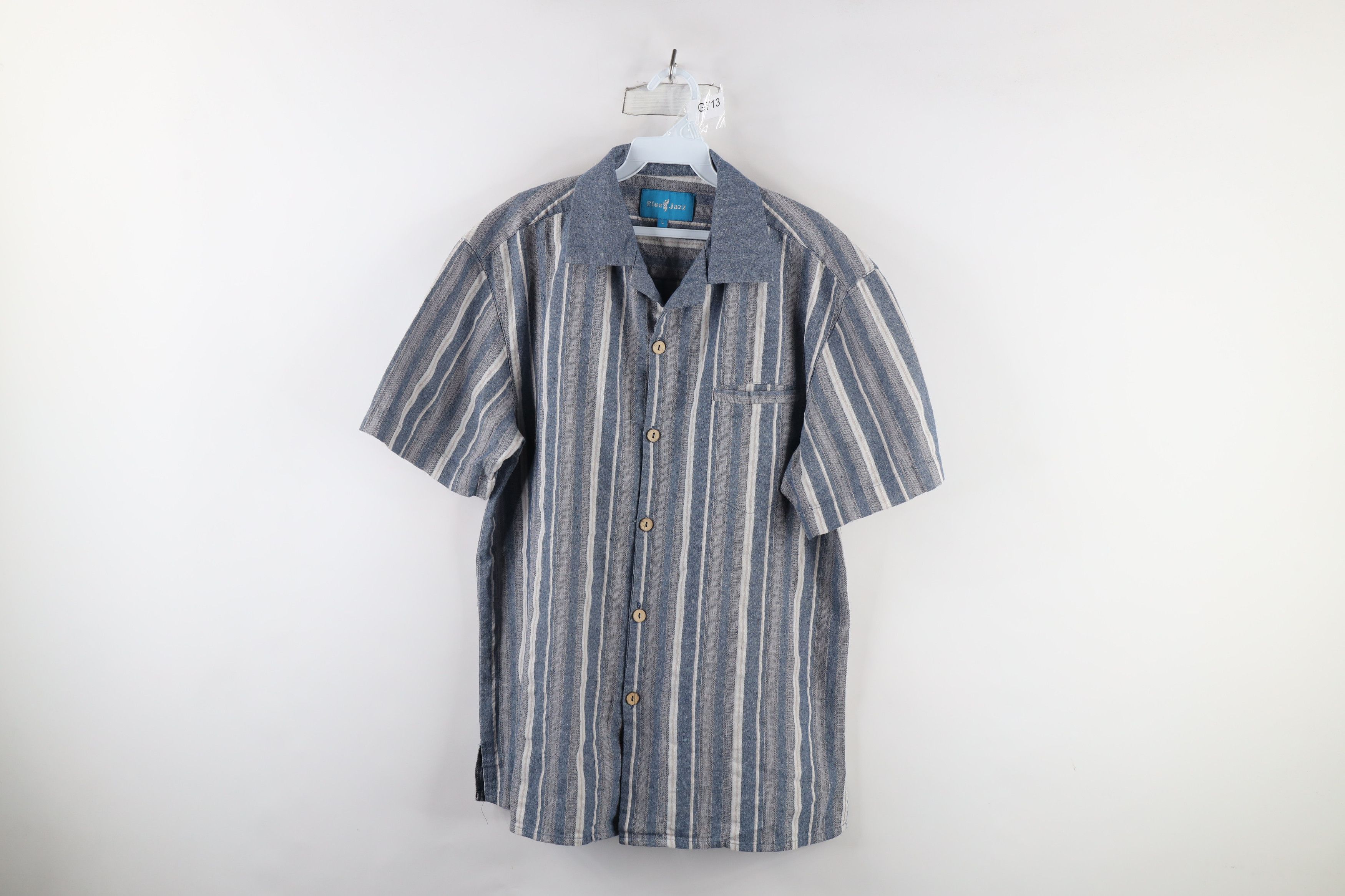 Vintage Vintage 90s Streetwear Linen Blend Camp Collar Button Shirt Size US L / EU 52-54 / 3 - 1 Thumbnail