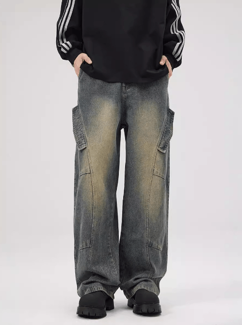 Japanese Brand × Jean Baggy vintage distressed men's loose straight cargo jeans Size US 34 / EU 50 - 1 Thumbnail