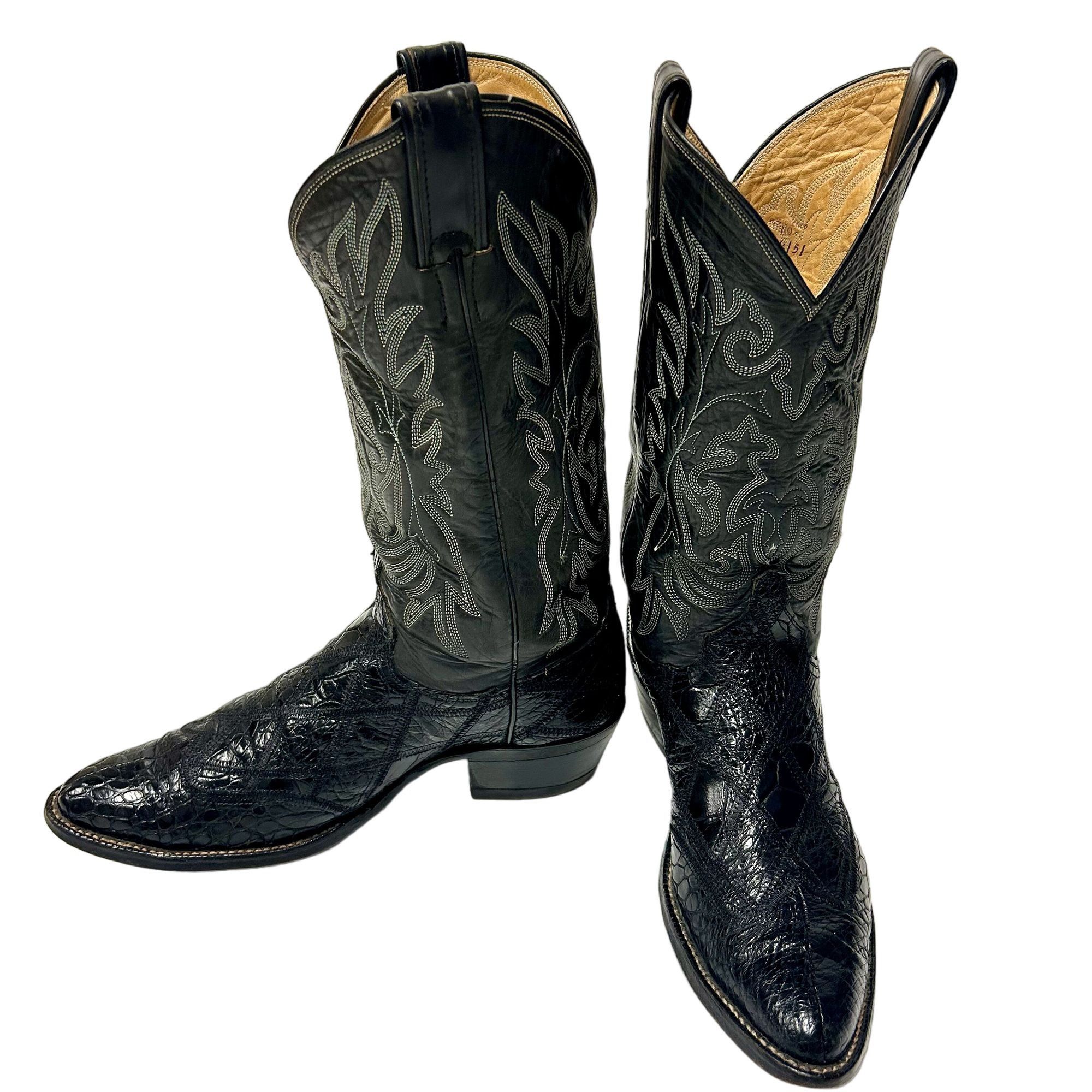 Justin Vtg Justin Leather Cowboy Western ALLIGATOR BELLY Skin Boots Size US 8.5 / EU 41-42 - 8 Thumbnail