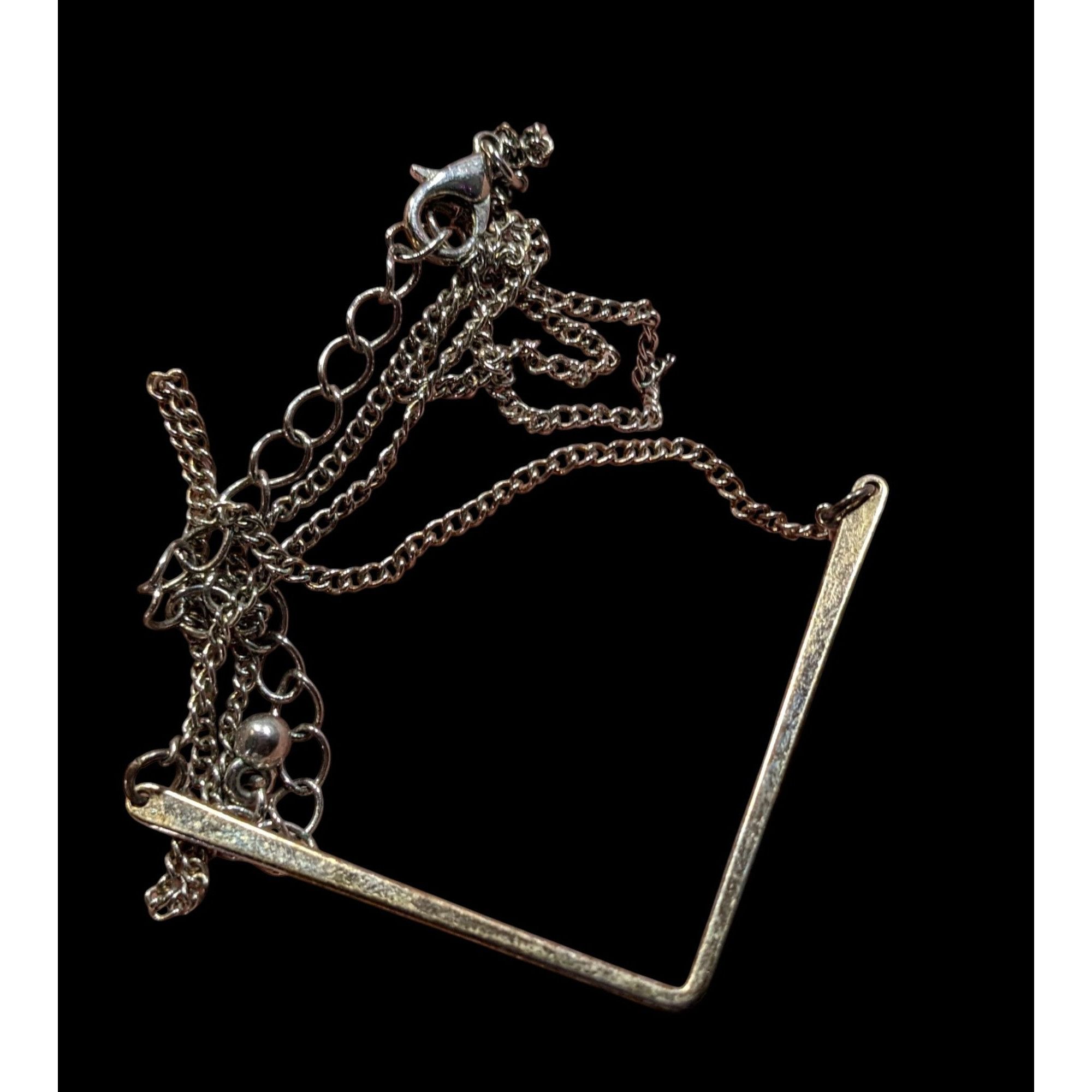 Other Minimalist Silver-Tone Chevron Pendant Necklace With Adjusta Size ONE SIZE - 5 Thumbnail