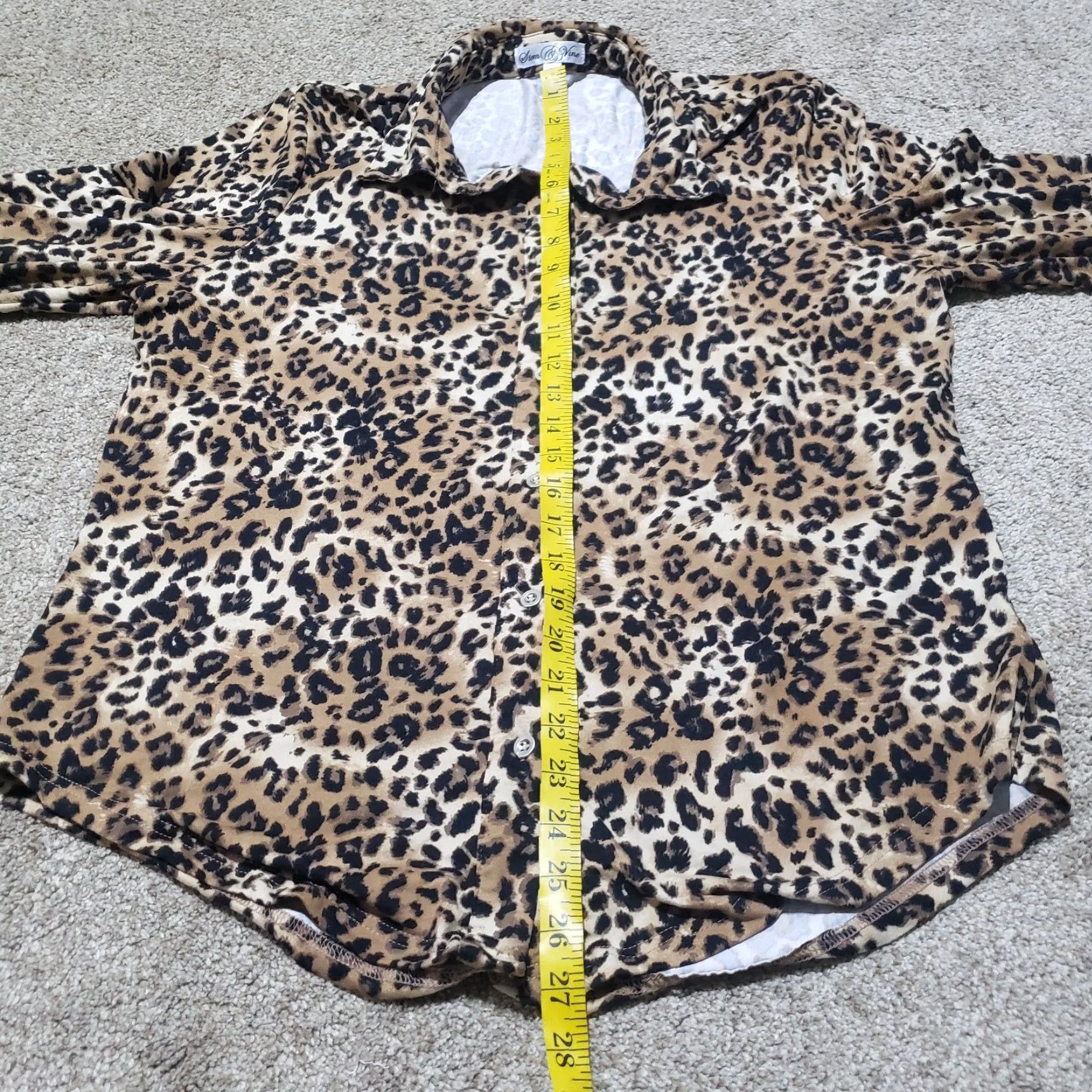 Vintage Stem & Vine Shirt Women L Brown Animal Print Button Blouse Long Sleeve V-Neck Adjustable Strap Roll Tab Sleeve All Seasons Slim Regular Size L / US 10 / IT 46 - 6 Thumbnail