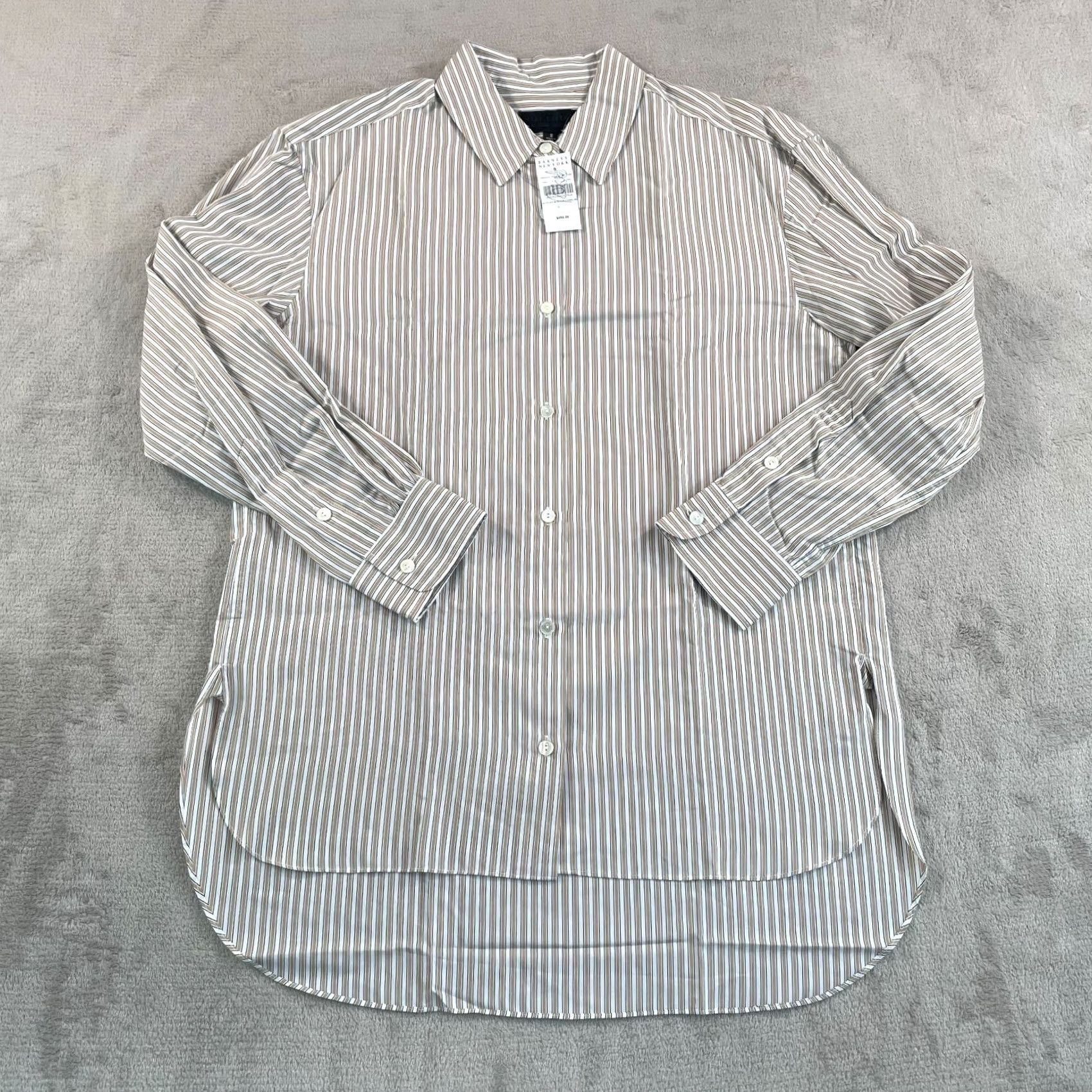 Nili Lotan Nili Lotan Shirt Women Small Silk Blend Oversized Button-Up White Camel Shirt Size S / US 4 / IT 40 - 3 Thumbnail
