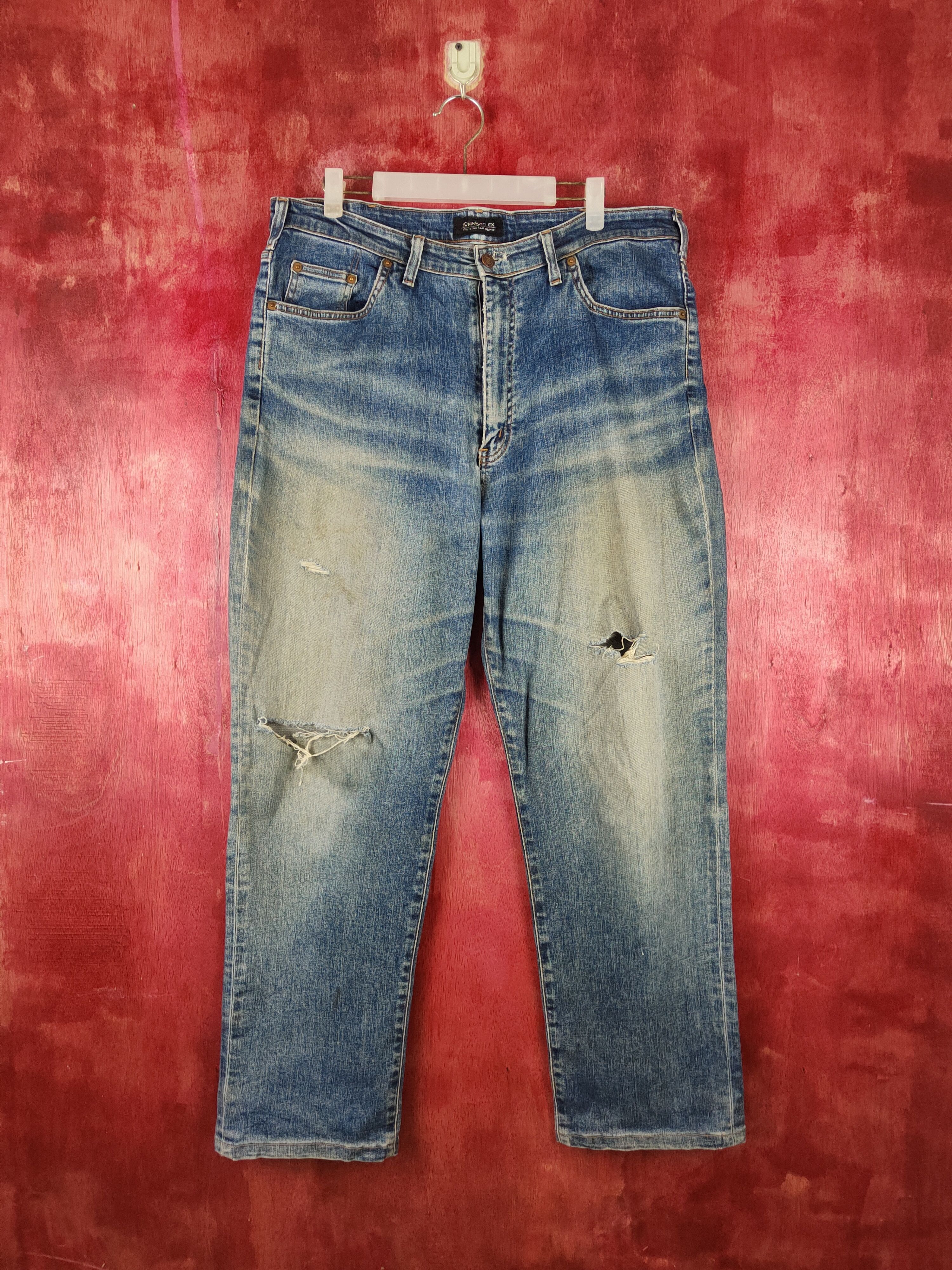 Edwin Edwin Dark Blue Distressed Multipocket Denim #S1609 Size US 35 - 1 Thumbnail