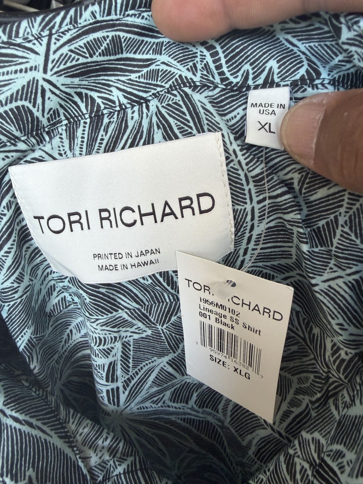 Tori Richard New Tori Richard Hawaiian Shirt Black/Green Men's XL Size US XL / EU 56 / 4 - 4 Thumbnail