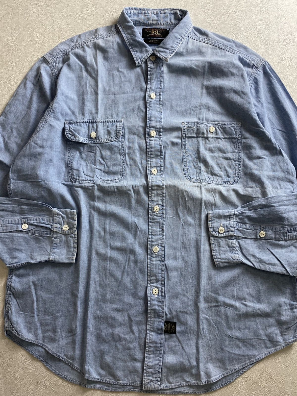 RRL Ralph Lauren Vintage 90s Double RL Chambray Shirt Size US XL / EU 56 / 4 - 4 Thumbnail