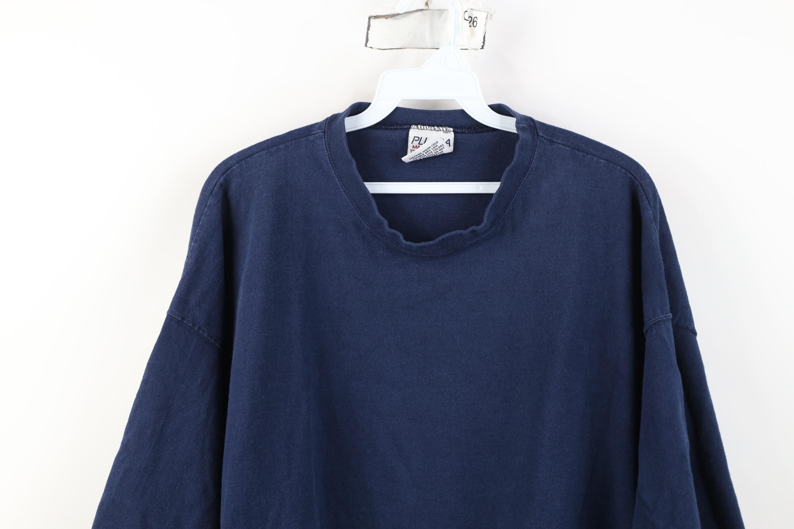 Vintage Vintage 90s Streetwear Heavyweight Cotton T-Shirt Blue USA Size US XXL / EU 58 / 5 - 2 Thumbnail