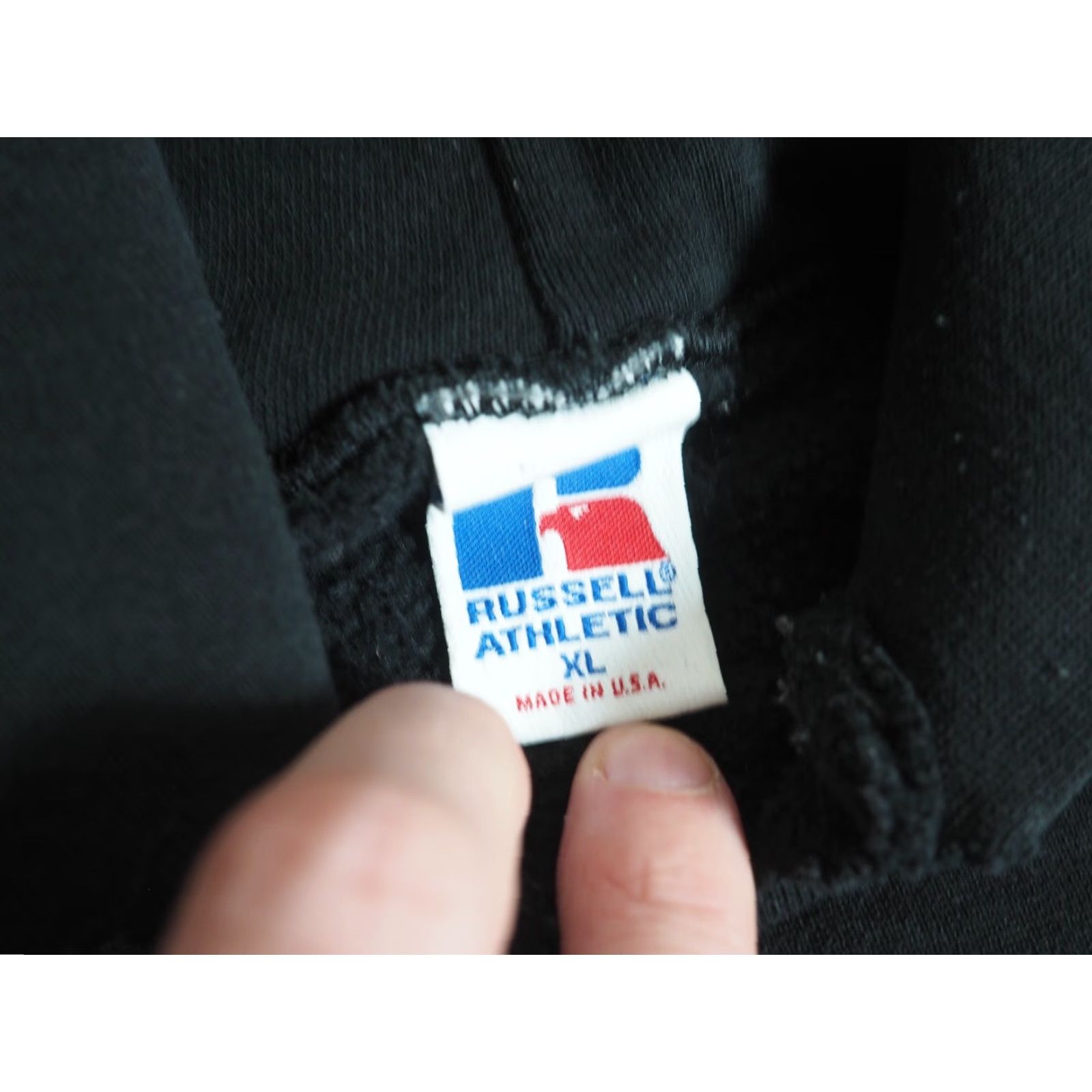 Russell Athletic VTG Russell Athletic Hoodie Pullover Mens XL Crew Neck Fleece Black US Made 90s Logo Hooded Sweatshirt Mens Size US XL / EU 56 / 4 - 4 Thumbnail