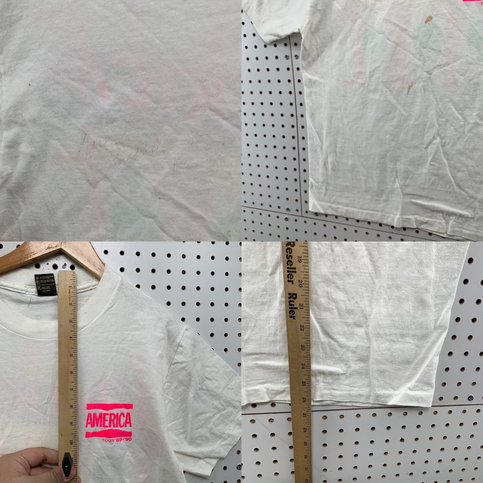 Anvil VINTAGE America Band Live Tour Shirt Men M White Neon 80s USA Shirt Size US M / EU 48-50 / 2 - 8 Thumbnail