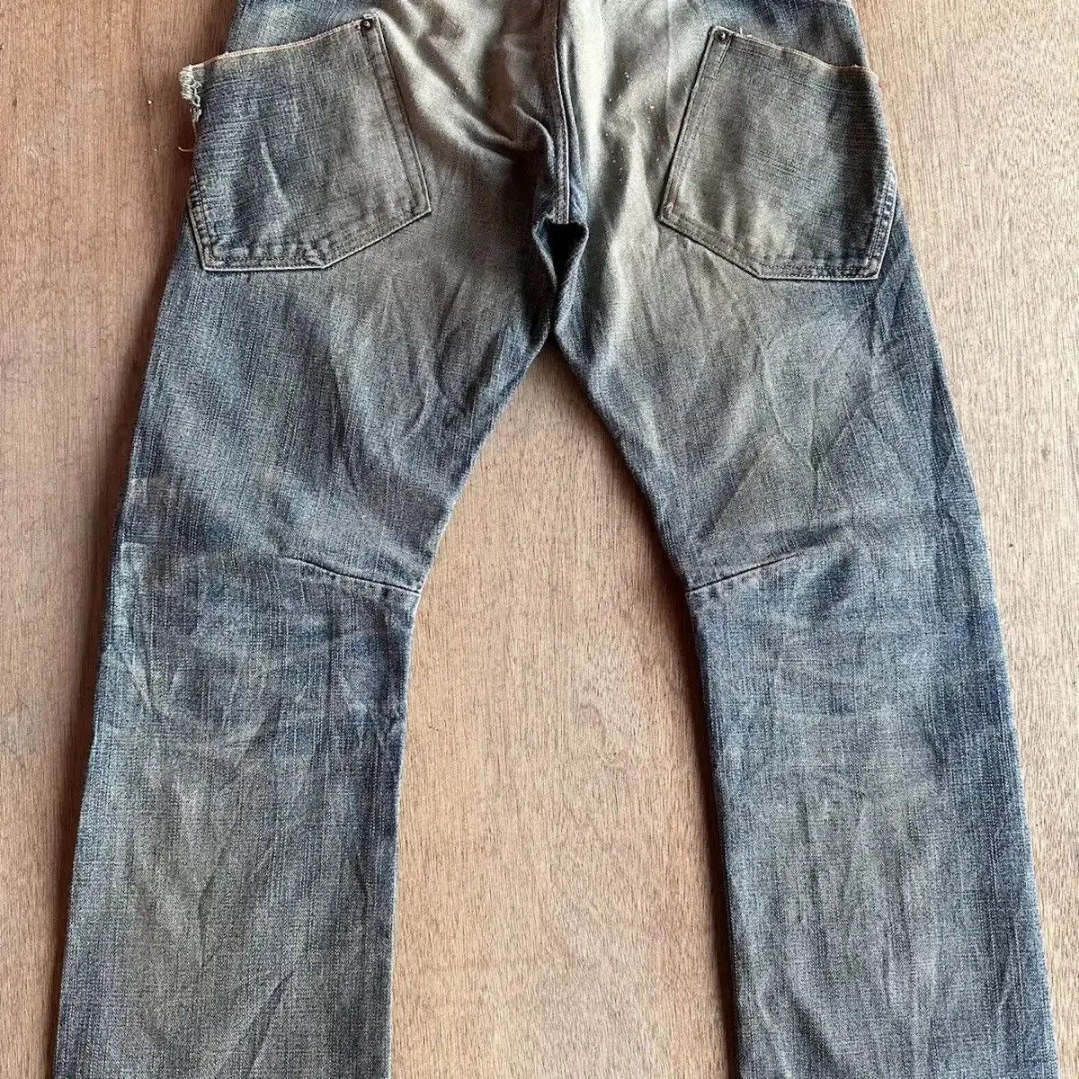 Self Edge RARE💥REDLINE JAPANESE VTG JEAN RIPPED MUDWASH DENIM PANTS Size US 31 - 15 Thumbnail
