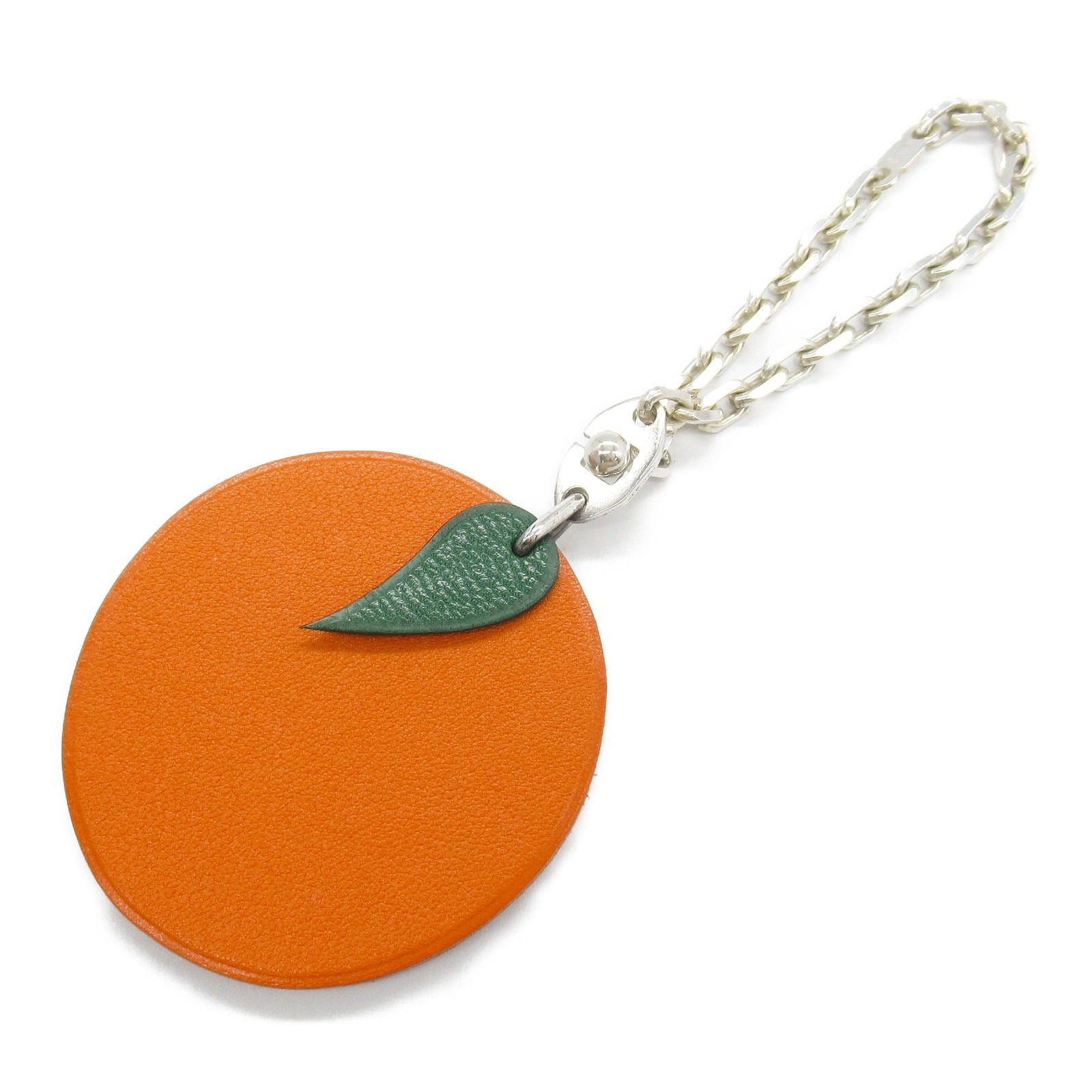 Hermes Hermes Fruit Keychain ”Orange” Key Ring 925 Silver Leather Orange Size ONE SIZE - 1 Thumbnail