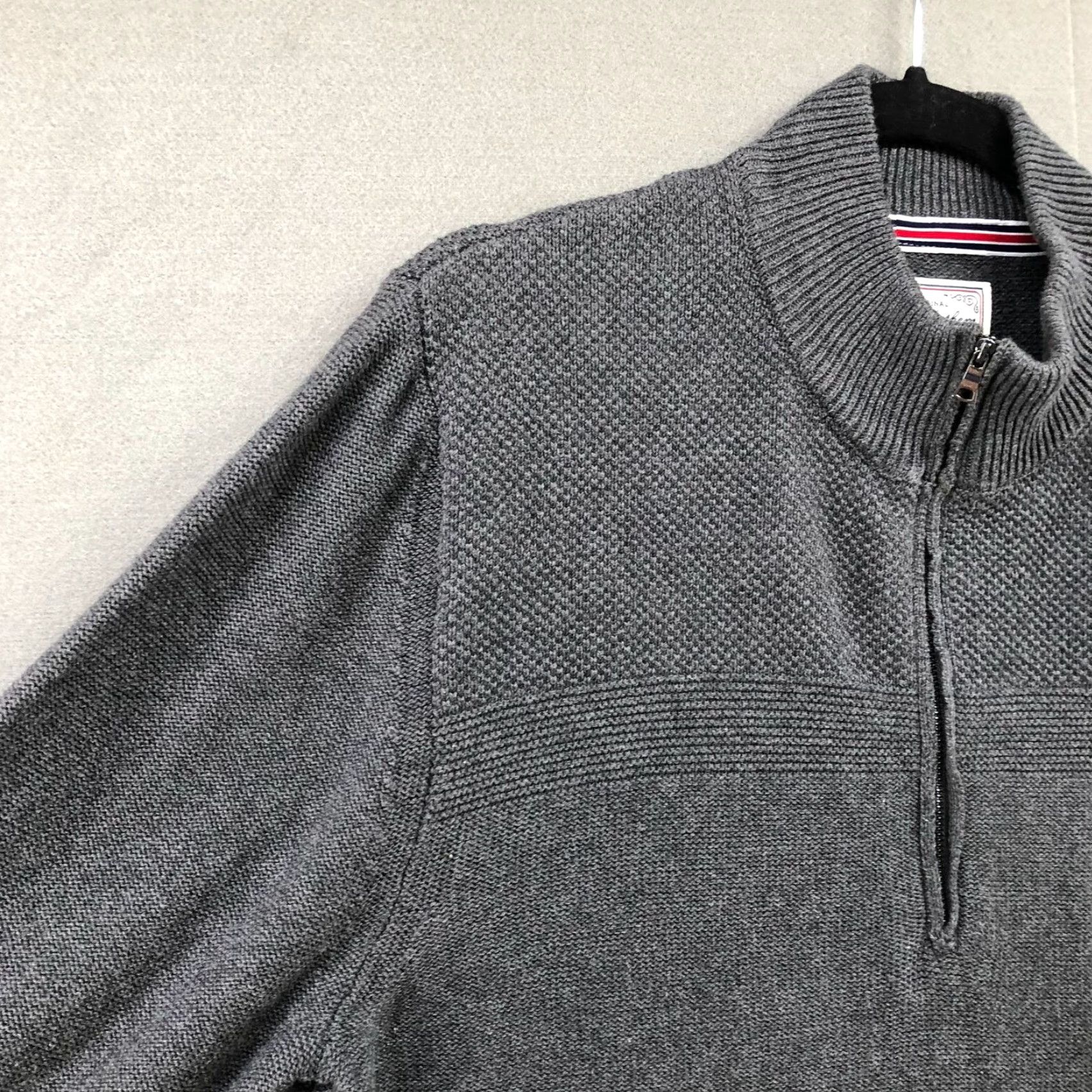 Flag & Anthem Flag & Anthem Sweater Mens L Gray 1/4 Zip Pullover Cotton Knit Textured Knit 1/2 Zip Mock Neck Casual Modern Classic Pullover Mens L Gray Size US L / EU 52-54 / 3 - 6 Thumbnail
