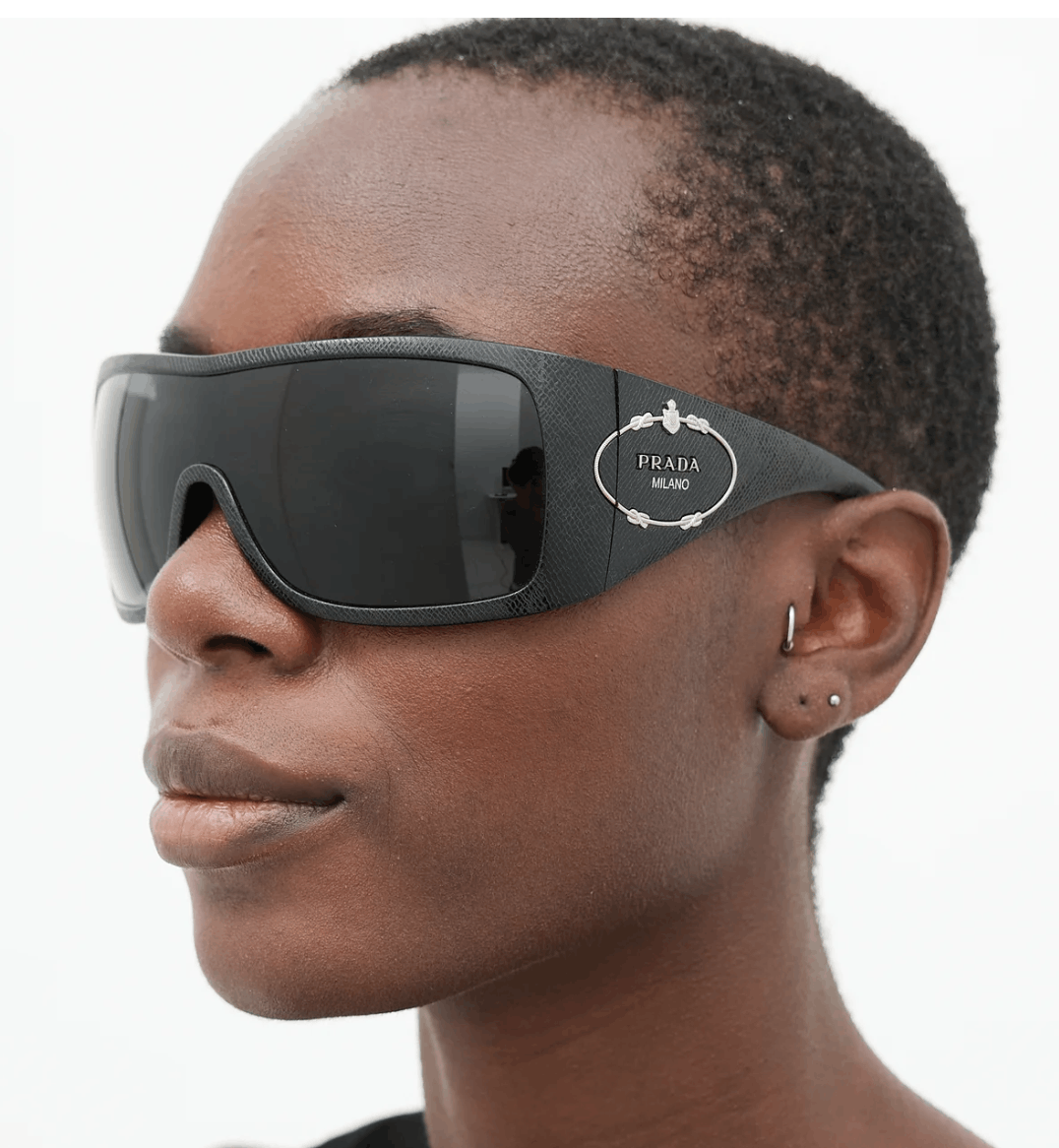 Prada PRADA Sunglasses Rectangle Wrap Shield Metal Symbole Sport Size ONE SIZE - 1 Thumbnail