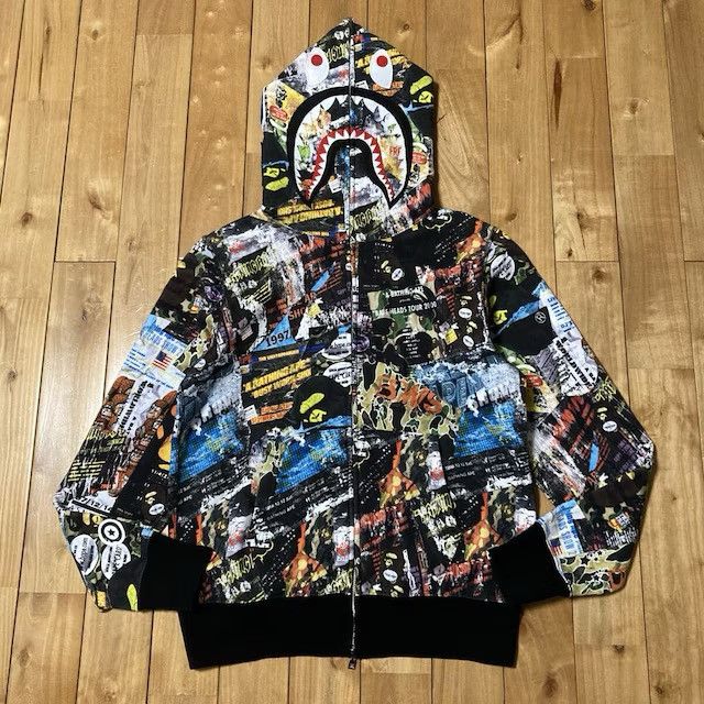 Bape BAPE Flyer Pattern Shark Full Zip Hoodie a bathing ape Size US S / EU 44-46 / 1 - 1 Thumbnail