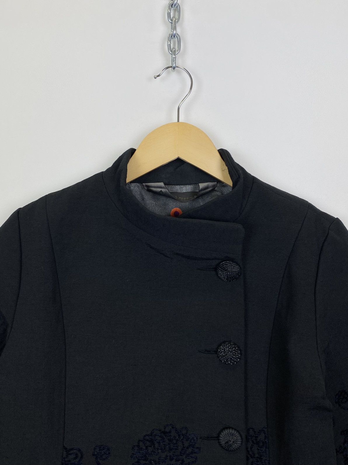 Desigual Vintage Desigual Floral Trench Coat Ladies Size 40 Black Y2K Size S / US 4 / IT 40 - 4 Thumbnail