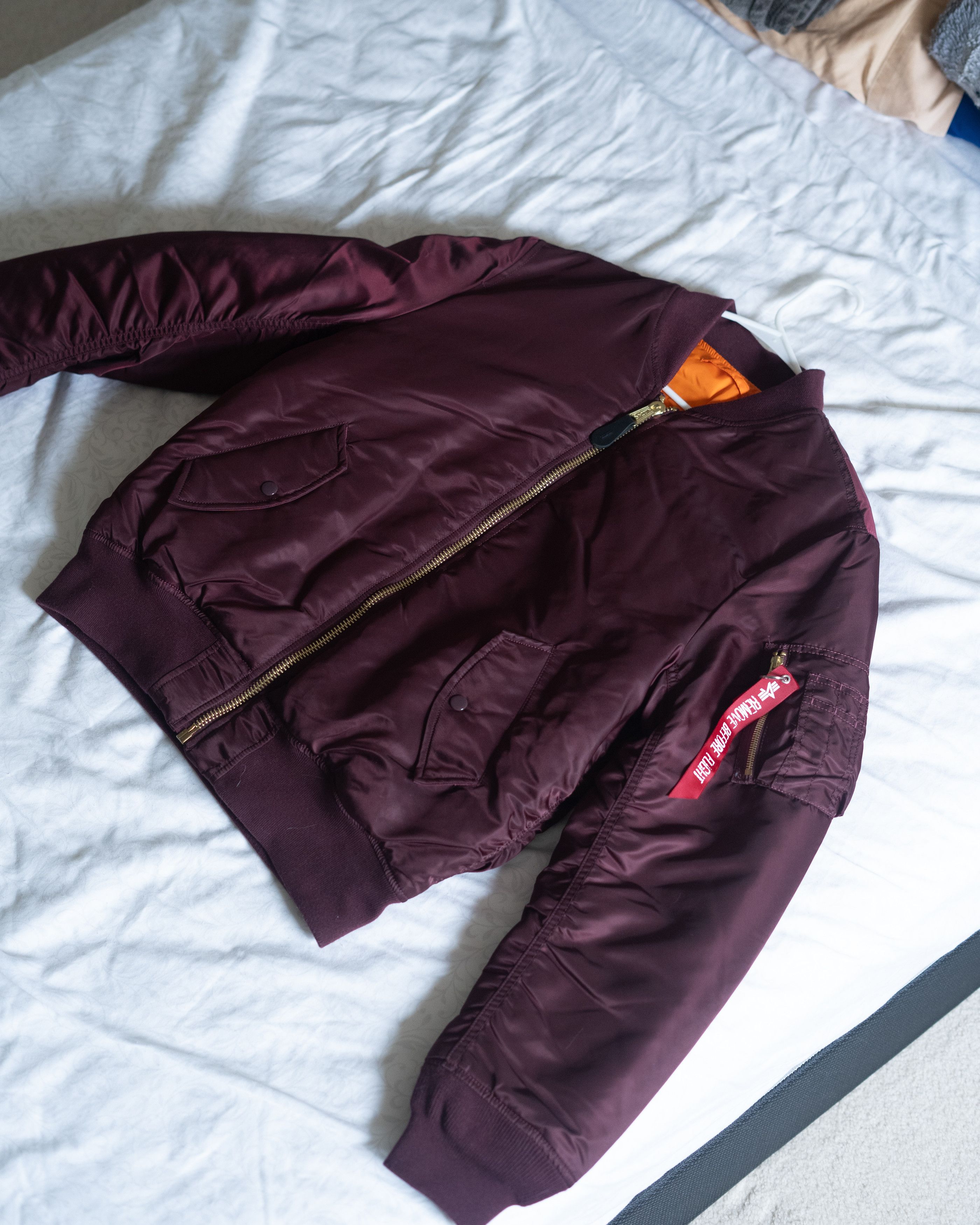 image of Alpha Industries Ma 1 Bomber Jacket in Maroon, Men's (Size XL)