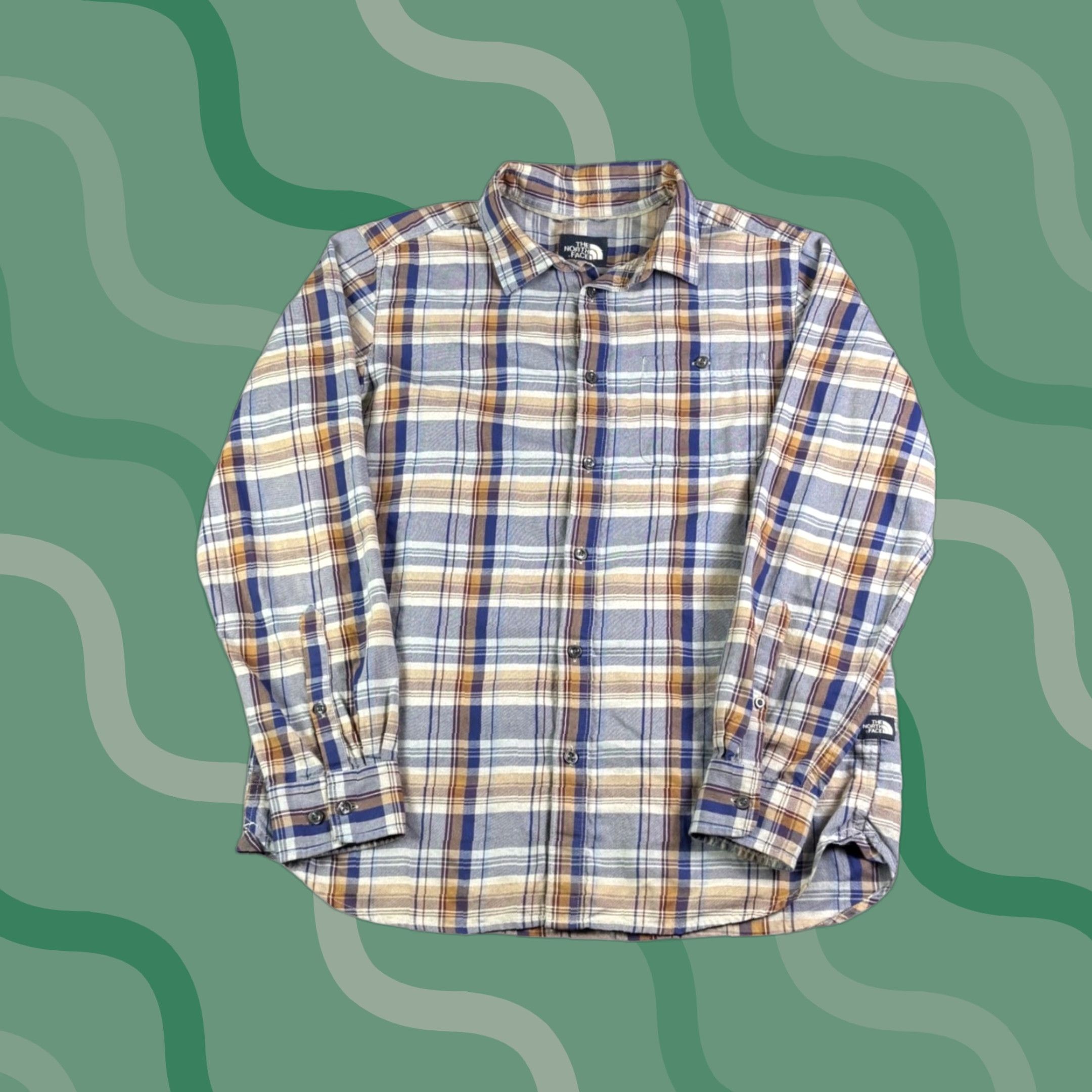 The North Face The North Face Mens Button-Up Shirt Plaid Long Sleeve Blue Tan Brown XS-? Size US M / EU 48-50 / 2 - 1 Thumbnail