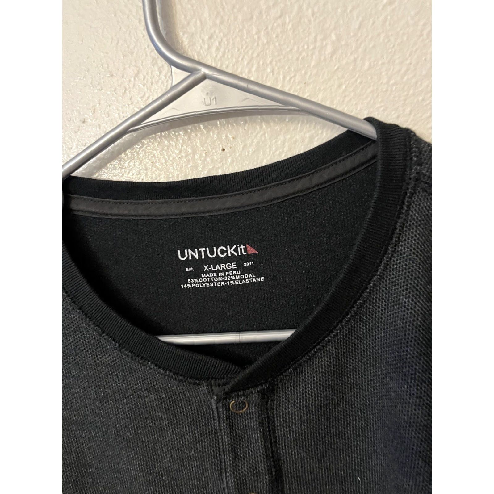 UNTUCKit UNTUCKit Henley Shirt Mens XL 100% Cotton Longsleeve Gray Pullover Casual Button T-Shirt Knit Size US XL / EU 56 / 4 - 2 Thumbnail