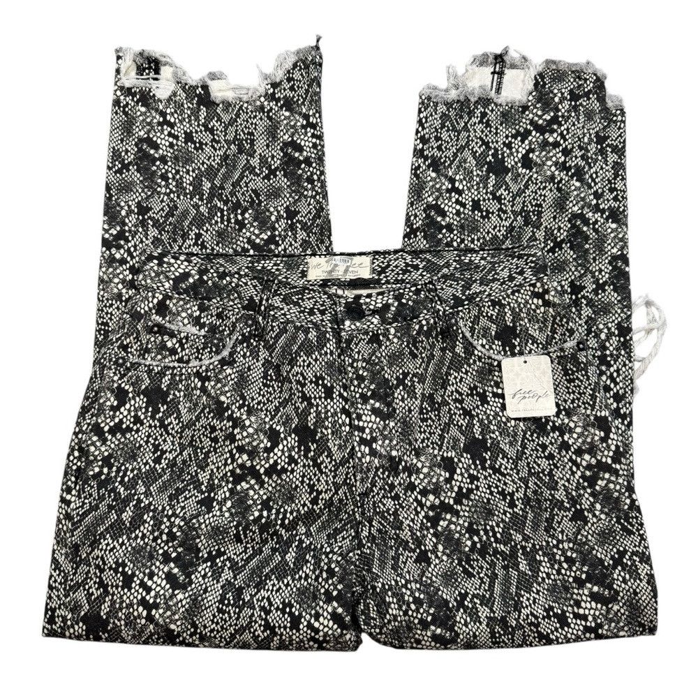Free People NWT New $108 Free People Maggie Mid-Rise Straight-Leg Print Size 27" / US 4 / IT 40 - 3 Thumbnail