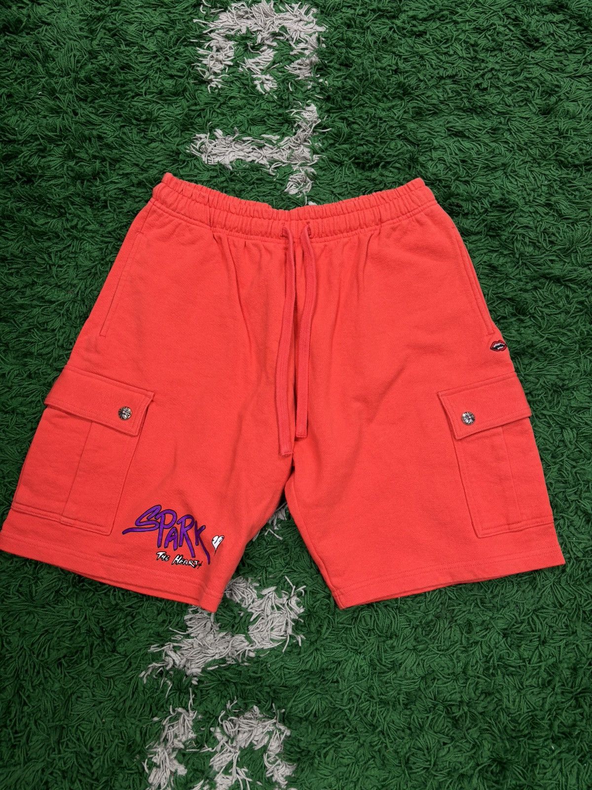 image of Chrome Hearts Red Sadistic Shorts X-Large, Men's (Size 38)