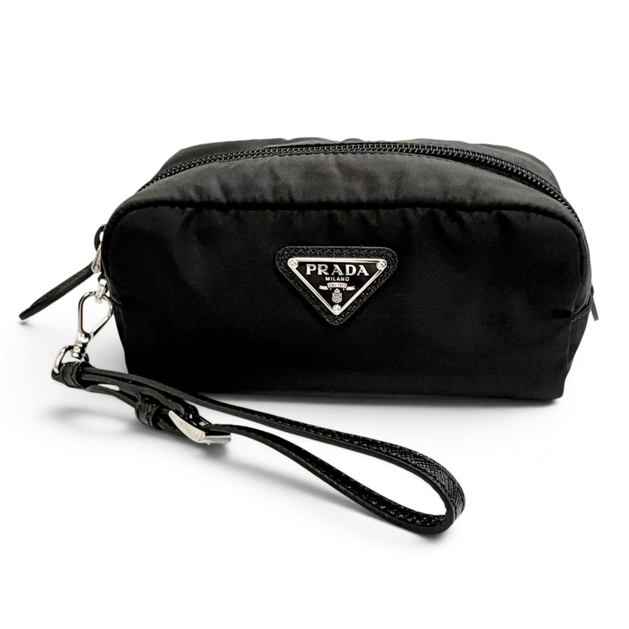 Prada PRADA 1NS175 Vera Re-Nylon Mini Pouch Small Current Model Triangle Logo Plate Cosmetic Black Made in Italy Women's Size ONE SIZE - 1 Thumbnail