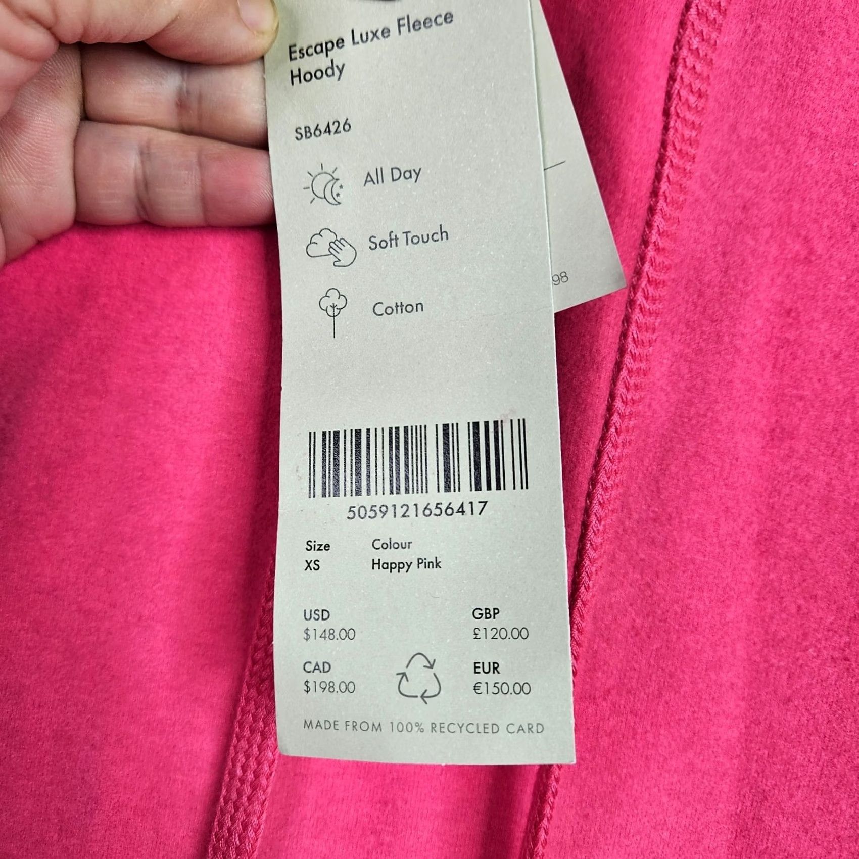 Sweaty Betty Sweaty Betty Womens Hoodie XS Pink Pullover Raglan Sleeve Fleece All Seasons Logo New Size XS / US 0-2 / IT 36-38 - 6 Thumbnail