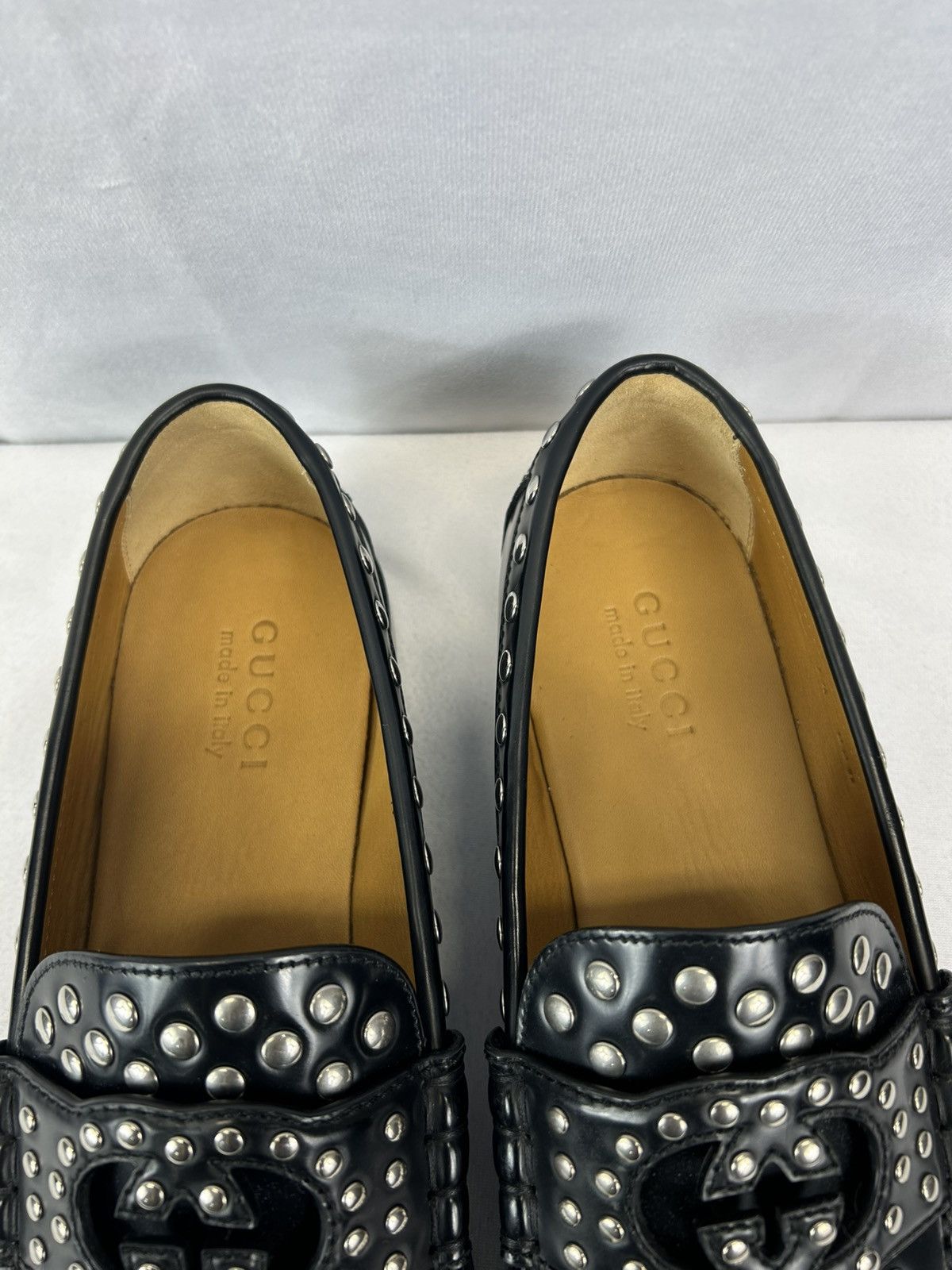 Gucci GUCCI Studded Interlocking G Leather Loafers Size US 10.5 / EU 43-44 - 6 Thumbnail