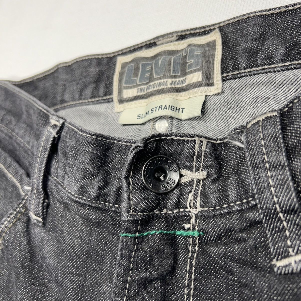Levi's Levis Slim Straight Jeans Black Green Stitch Pockets Denim Size US 33 - 9 Thumbnail