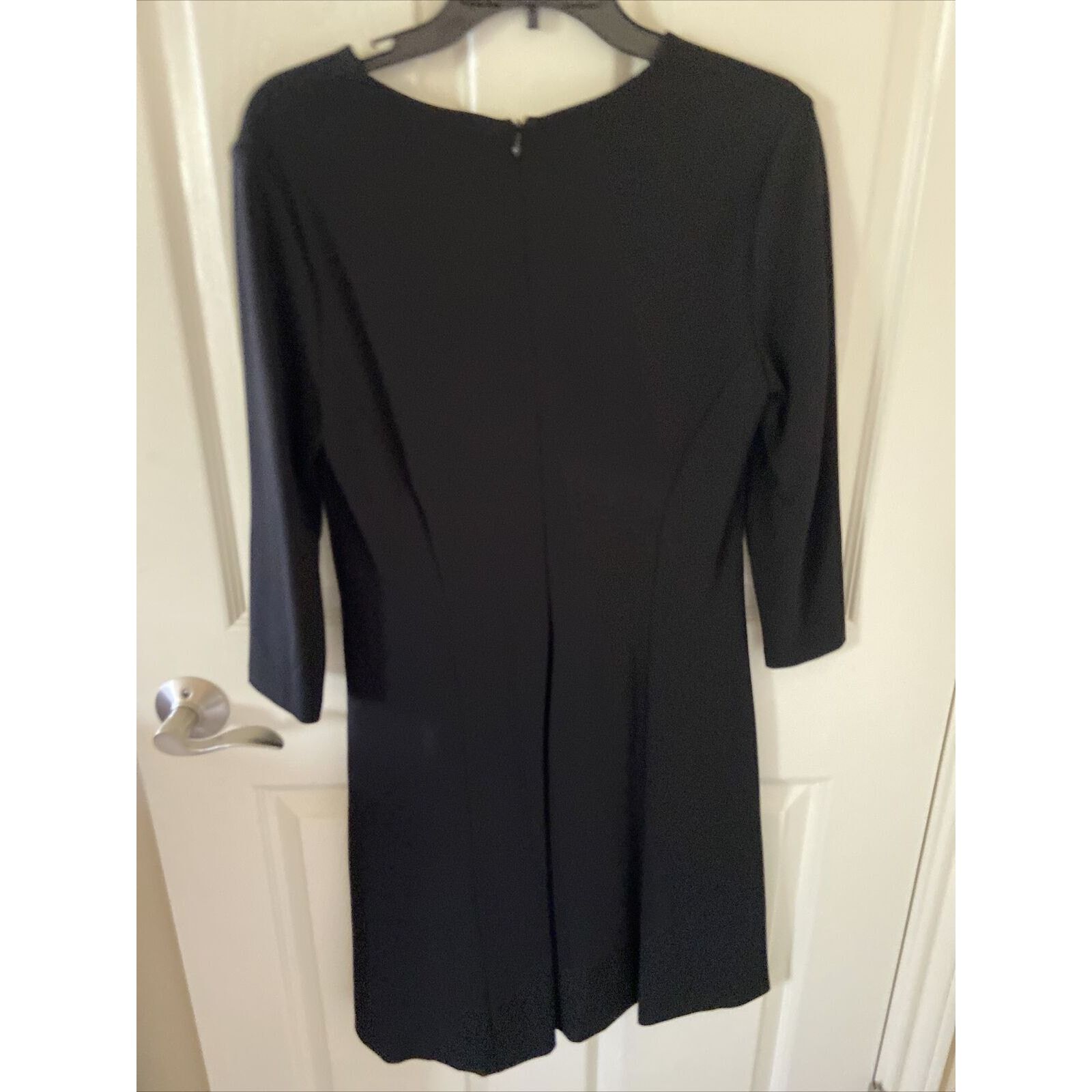Anne Klein Anne Klein 3/4 Sleeve V Neck Stretch Black Flare Dress 6 Size M / US 6-8 / IT 42-44 - 2 Thumbnail